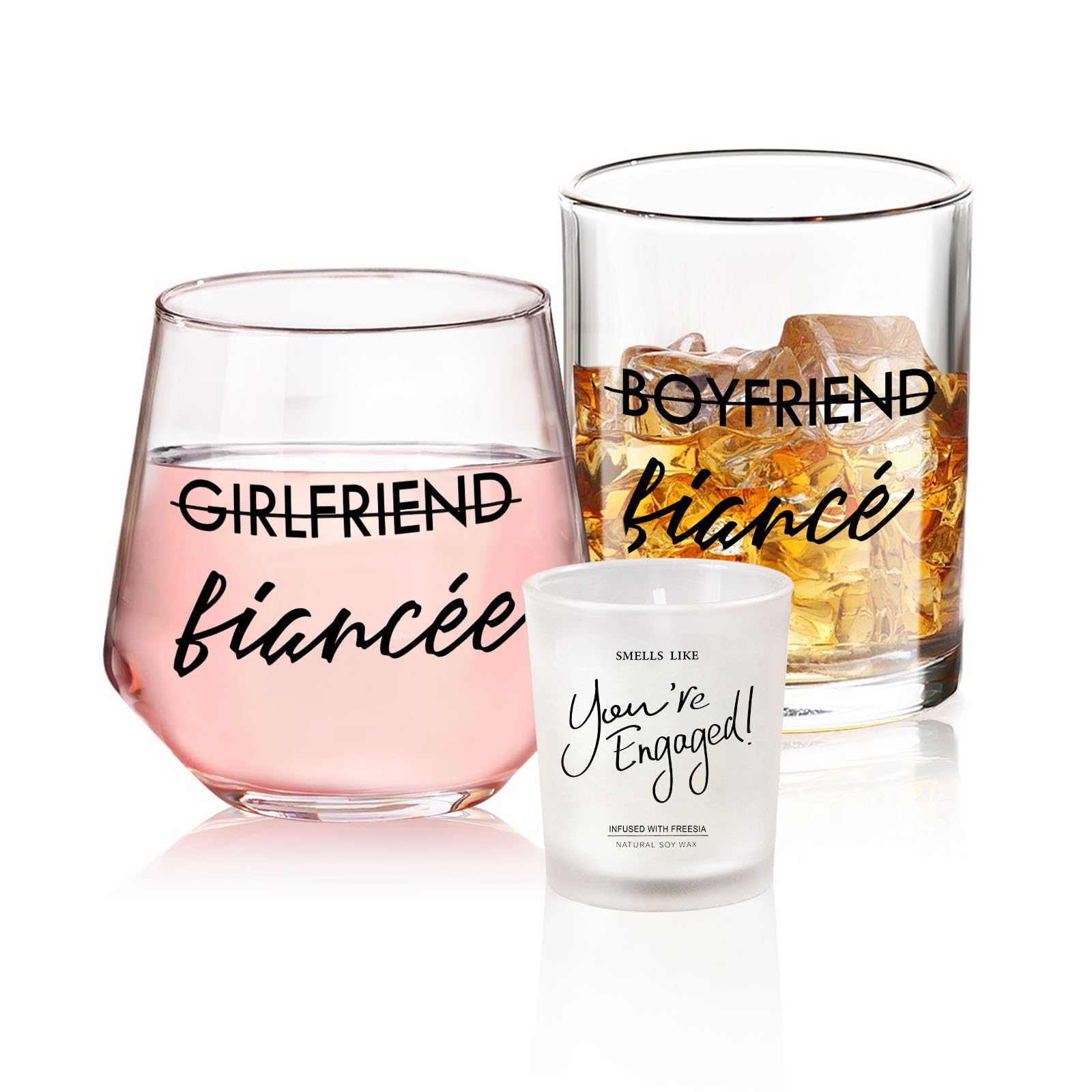 Engagement Gifts for Couples Gifts for Newly Engaged Couples Fiancee Fiance Gifts for Her and Him Whiskey Wine Glasses Bride to Be Fiance Gifts for Women Engagement Party Decorations