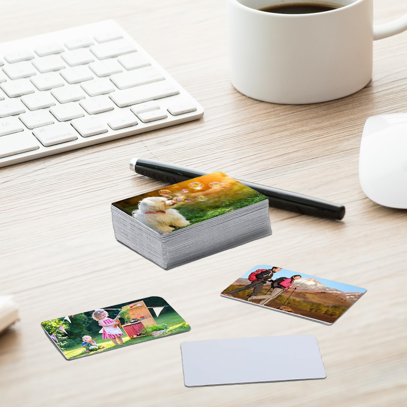 200 Pack Sublimation Business Card Blanks,Aluminum Alloy Double Sided Name Card Bulk Metal Sublimation Business Cards for Office Custom Engrave Print DIY Gift Namecard, 3.4 x 2.1 x 0.01 Inch