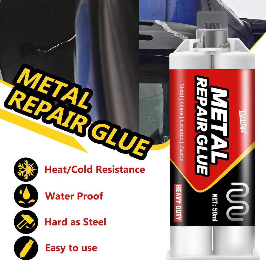 Metal Glue 100ml, High Strength Epoxy Repair Glue, Liquid Metal Adhesive for Welding Stainless Steel, Aluminum Alloy, Copper, Glass, Ceramic and DIY Craft, Waterproof & Heat-Resistant