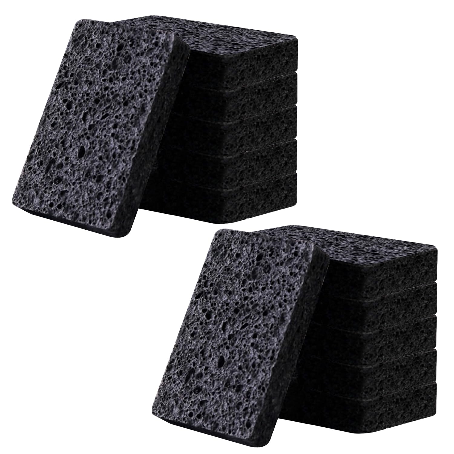 12 - Pack Non-Scratch Scrub Sponges - Sponges for Dishes and Washing Dishes, Cleaning Sponges for Kitchen Home Bathroom Cars, Funny Cut-Outs DIY for Kids (Black)