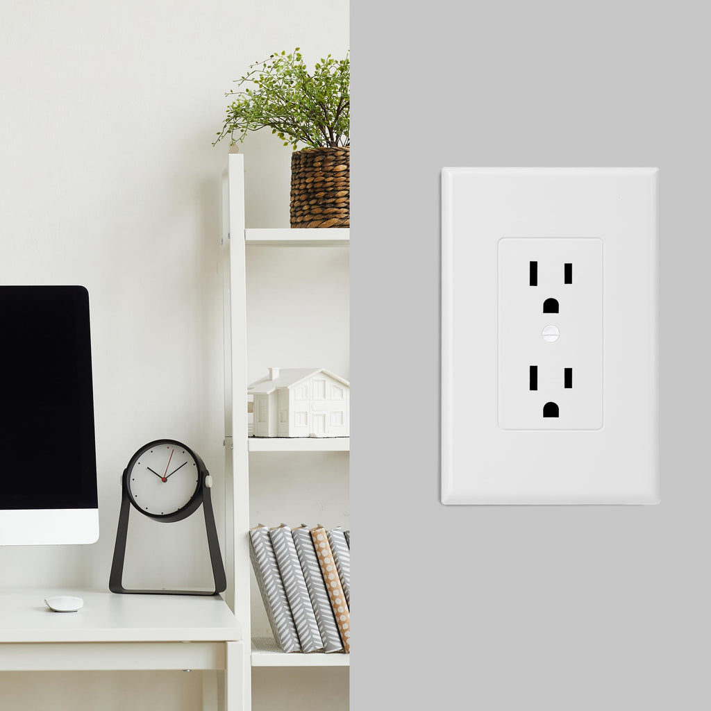 Bates Choice Duplex Wall Plate, 10 Pack, White, 3.18 inches (W) x 4.98 inches (H), Wall Plates, Wall Outlet Cover