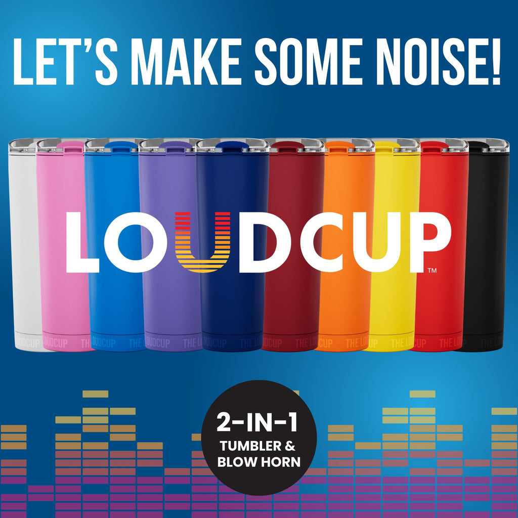 The LoudCup Blow Horn Tumbler, 2-in-1 Cheer & Sip Reusable Water Bottle with Built-In Horn for Sports Games, Tailgates & Parties, BPA-Free, 23 oz, Oriole Orange