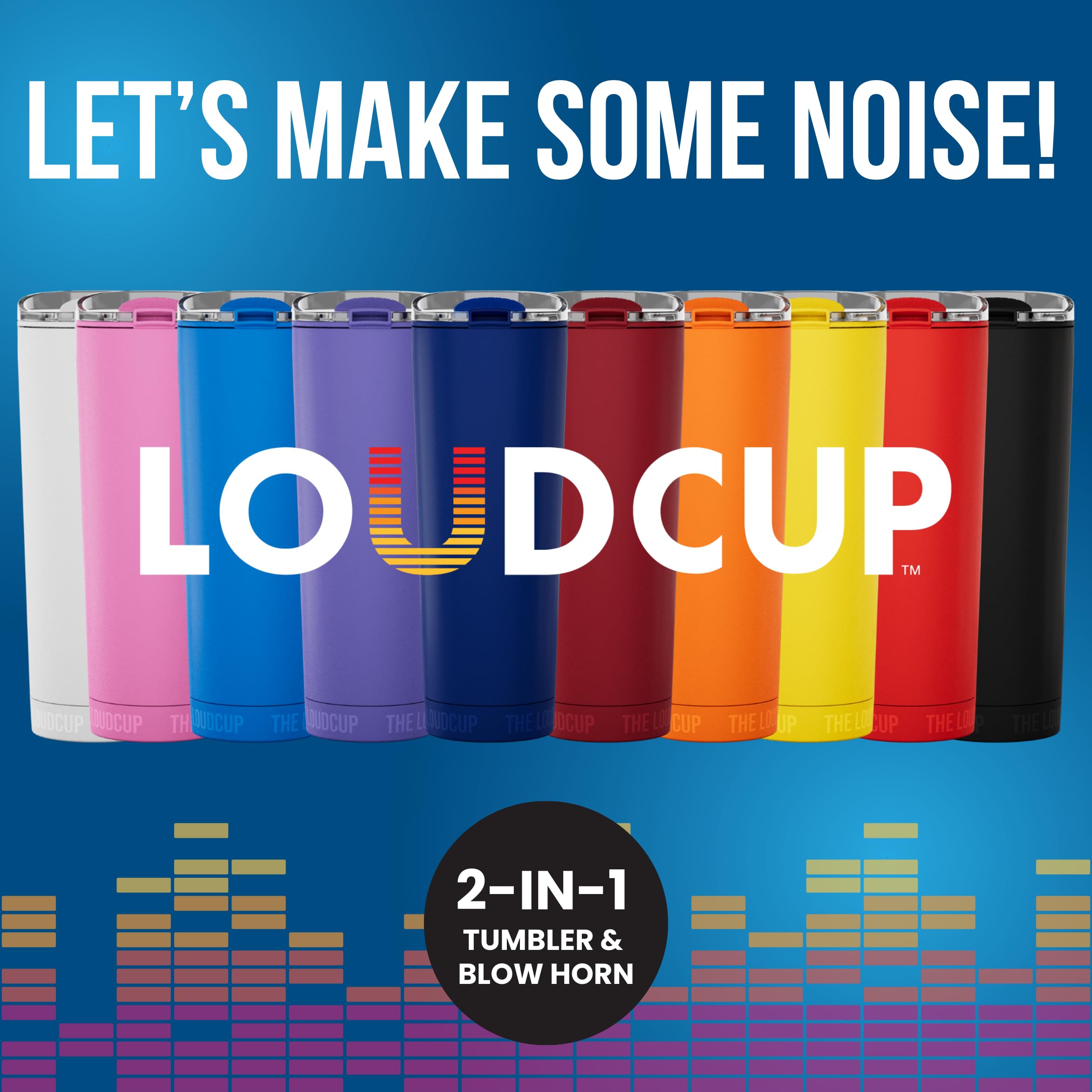 The LoudCup Blow Horn Tumbler, 2-in-1 Cheer & Sip Reusable Water Bottle with Built-In Horn for Sports Games, Tailgates & Parties, BPA-Free, 23 oz, Oriole Orange