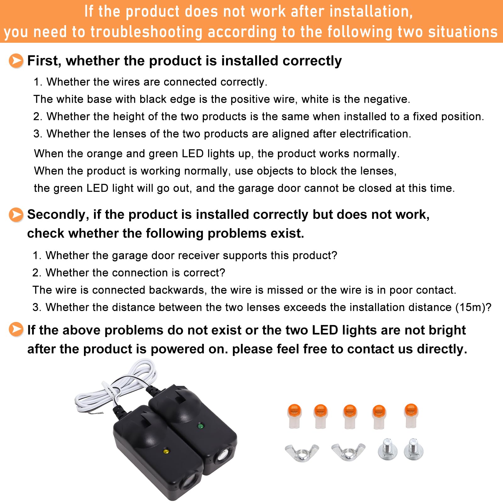 Garage Door Sensor Replacement Compatible with Liftmaster Chamberlain Craftsman Garage Door Openers, 41A5034 G801CB-P Garage Door Safety Sensor Kit