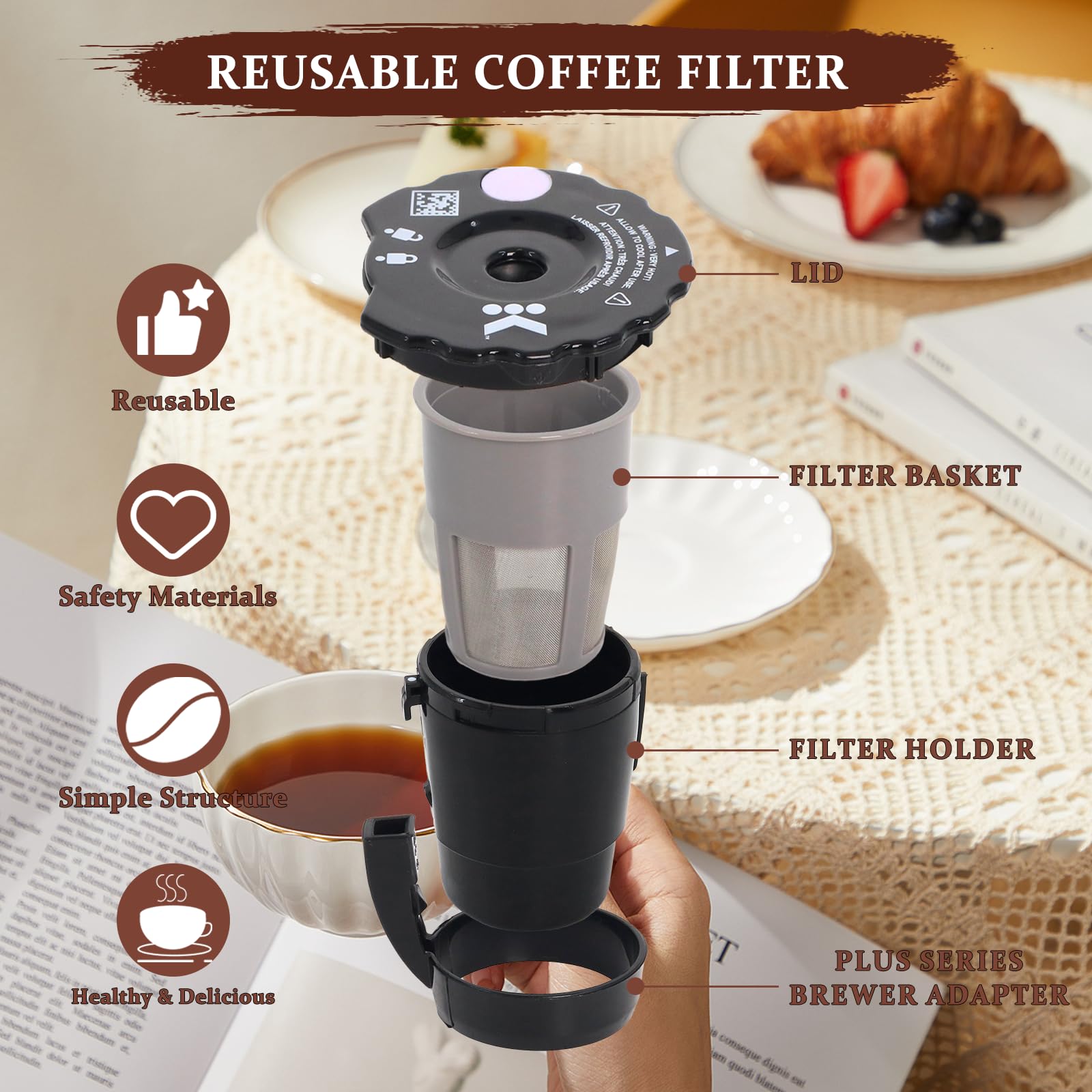 Ketofa My K Cup Reusable Coffee Filter,Compatible with Keurig 2.0 K200,K250, K300, K350, K360, K400, K450, K460, K475, K500, K550, K560, K575,K750,Refillable Coffee Pod for Keurig Brewers (Pack of 3)