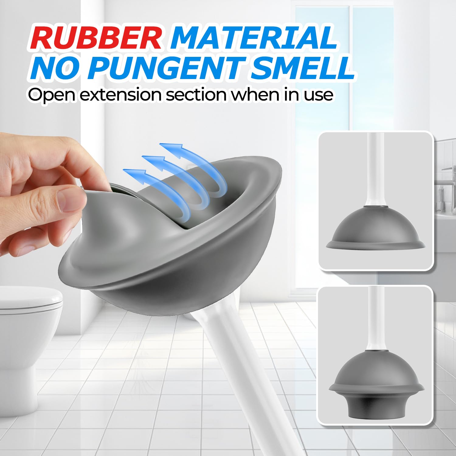 FORASTO Toilet Plunger with Holder，Plungers for Bathroom with Holder, Toilet Plunger Heavy Duty，Bathroom Plunger，Bathroom Decor，Bathroom Accessories，Toilet Bowl Cleaners,18-1/2inch