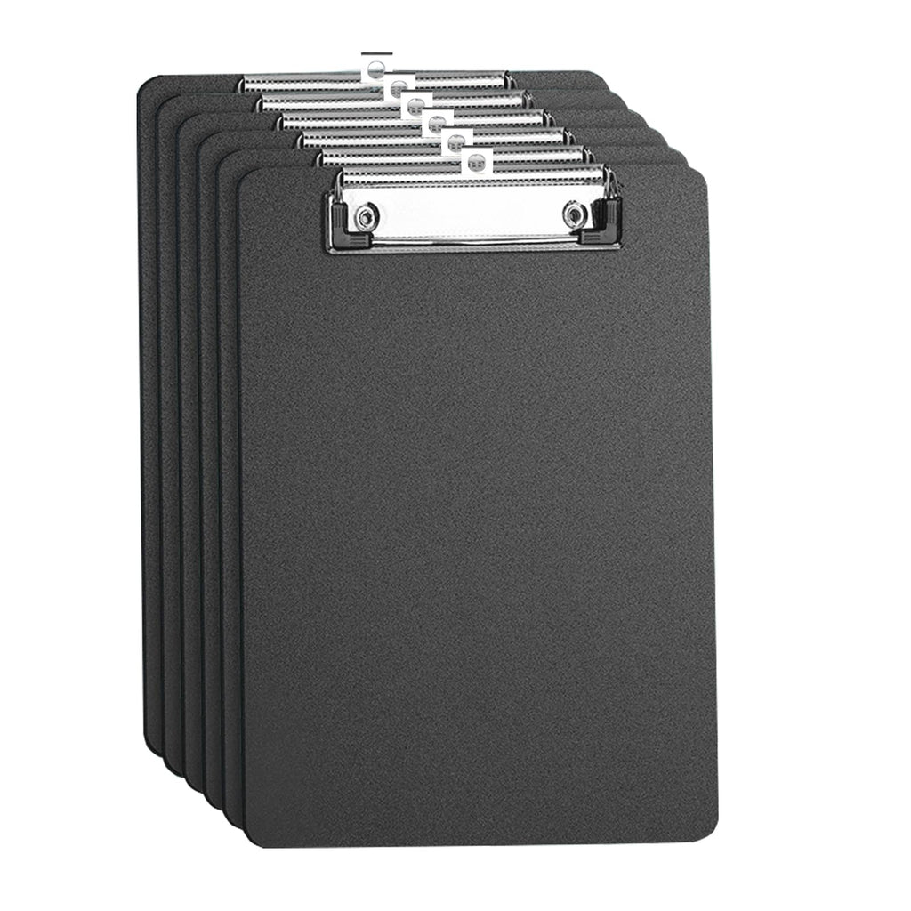 Clipboard A4, 6 Packs Plastic Clipboards Writing-Pad with Duty Clip for Office & Classroom Supplies - Black