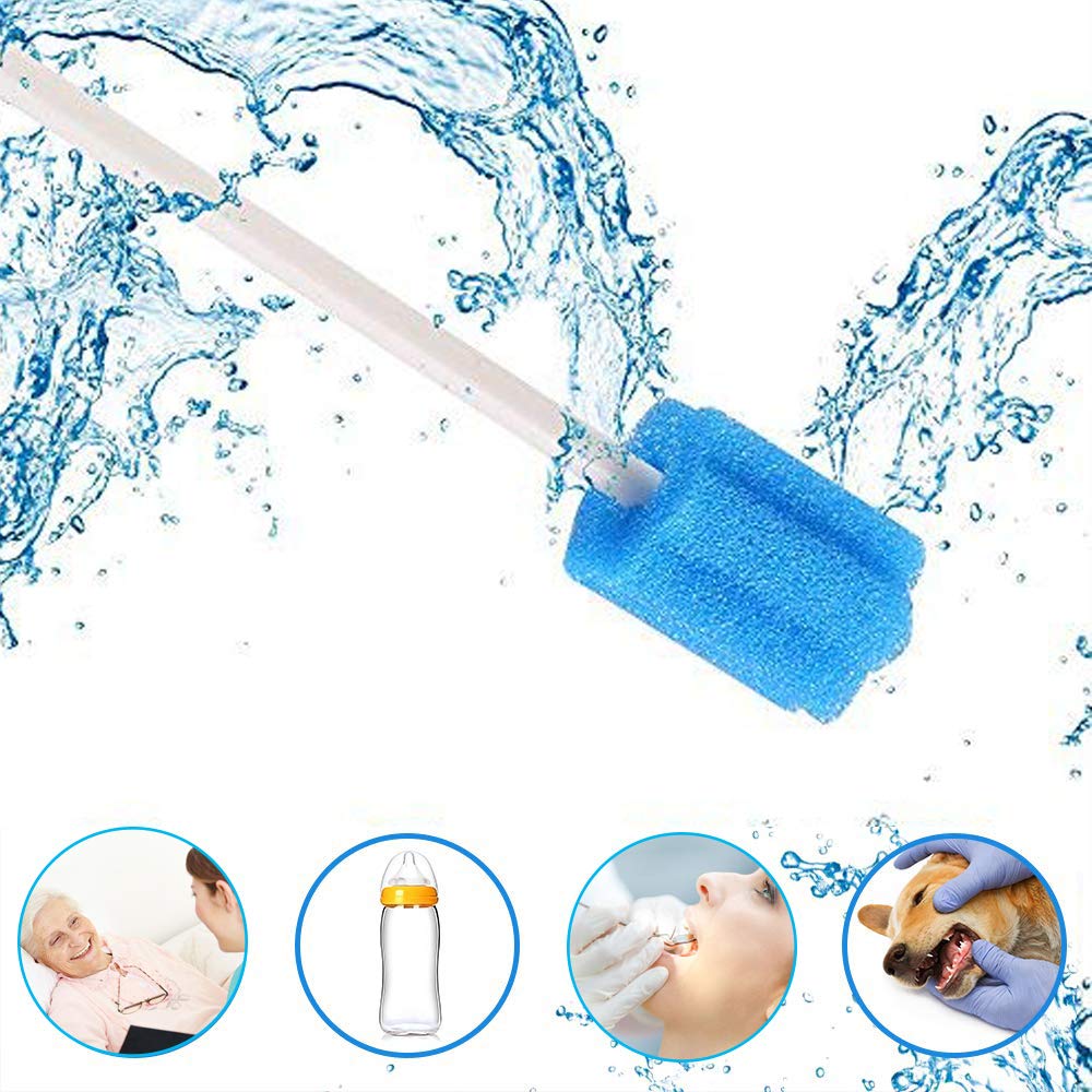 Wellgler's Disposable oral swabs,mouth swabs sponge Dental Swabs Unthreated （100pcs Blue)
