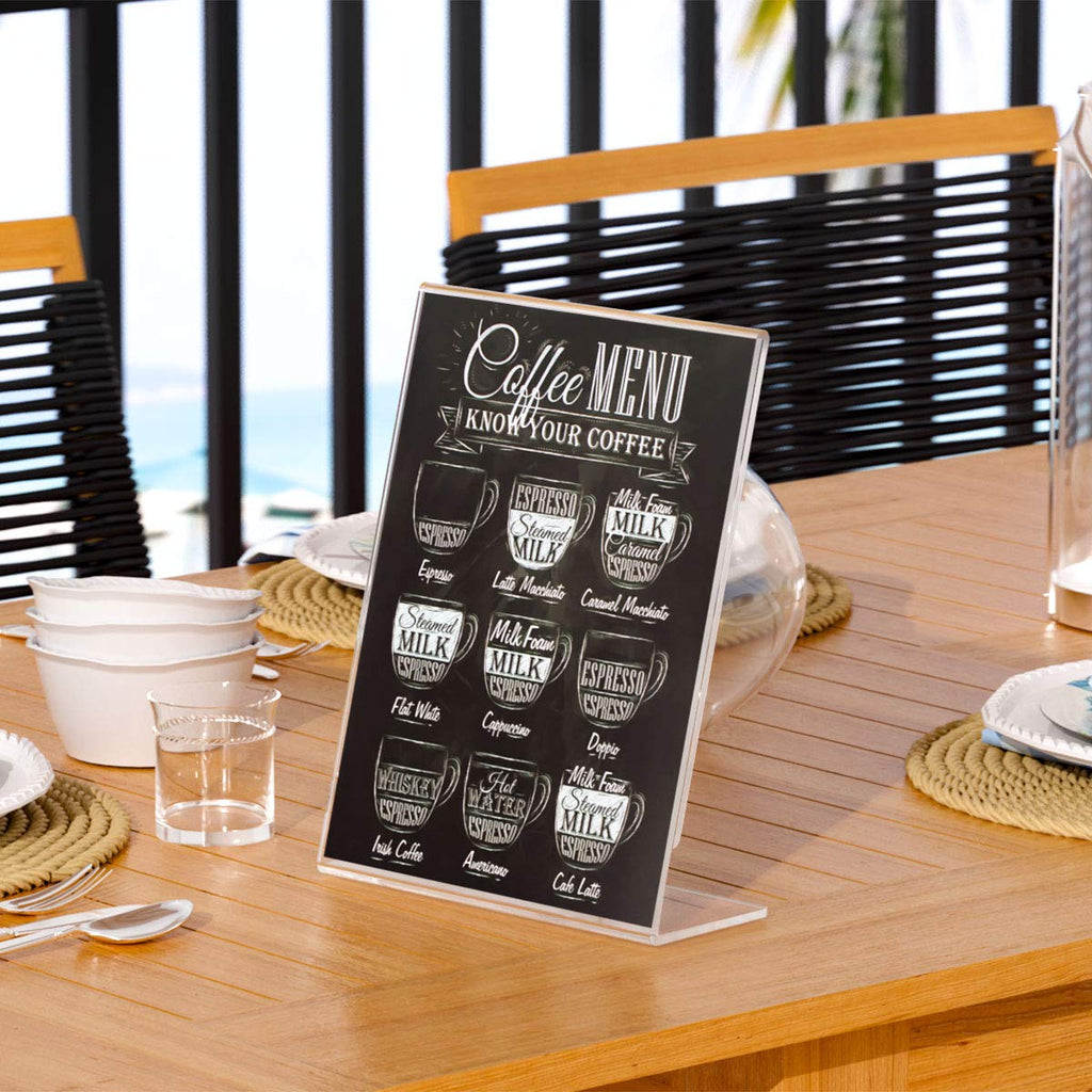 NIUBEE Premium Acrylic Sign Holder 8.5x11, Table Papers Menus Display Holders, Clear Plastic Frame -Vertical(6Pack)