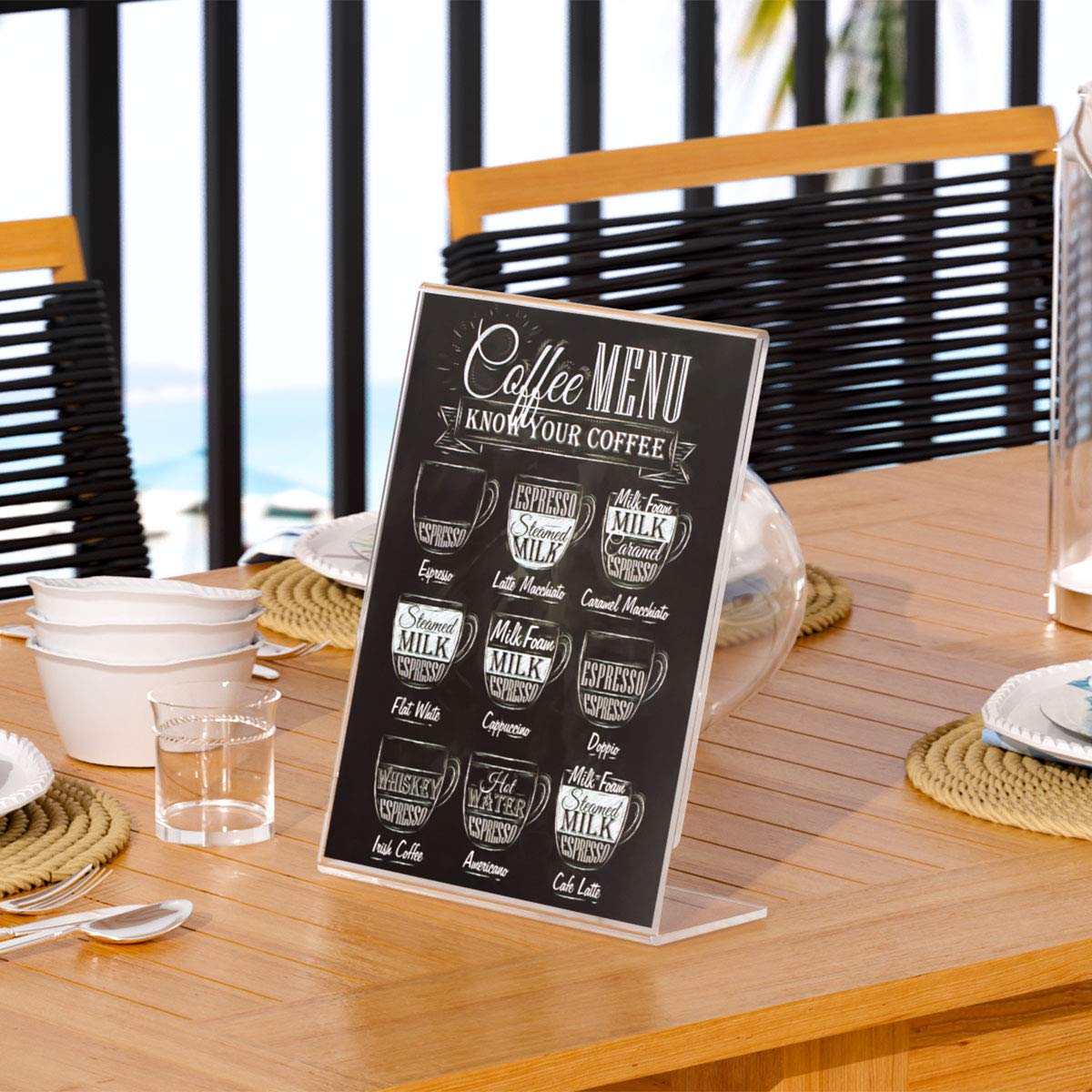 NIUBEE Premium Acrylic Sign Holder 8.5x11, Table Papers Menus Display Holders, Clear Plastic Frame -Vertical(6Pack)