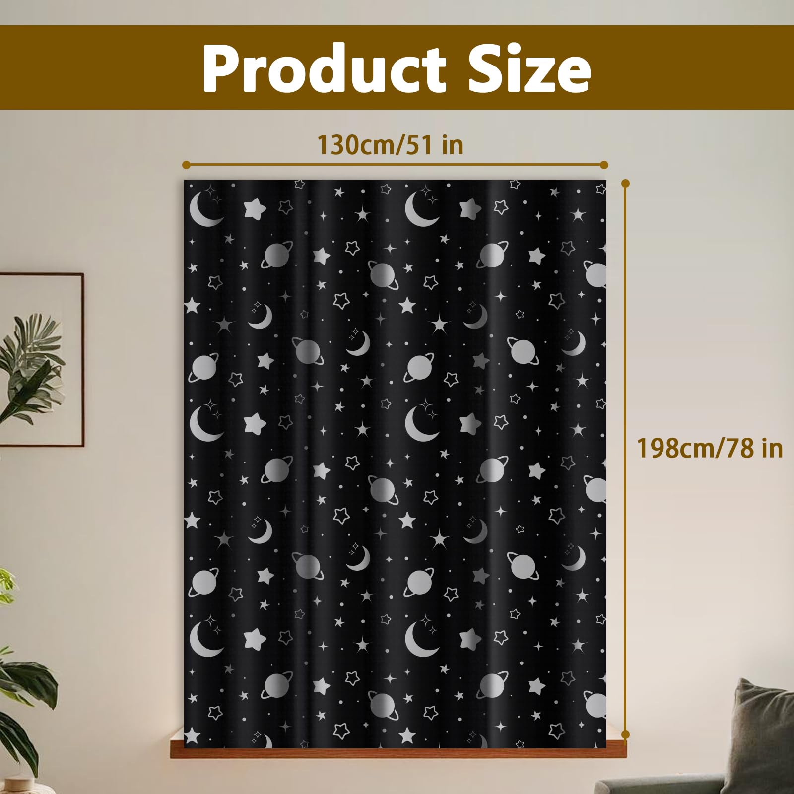 Yelmzir Portable Blackout Blind with Suction Cups, Adjustable Window Black Out Curtains No Drill, Temporary Blackout Window Covering for Bedroom, Travel, RV, 78" x 51"