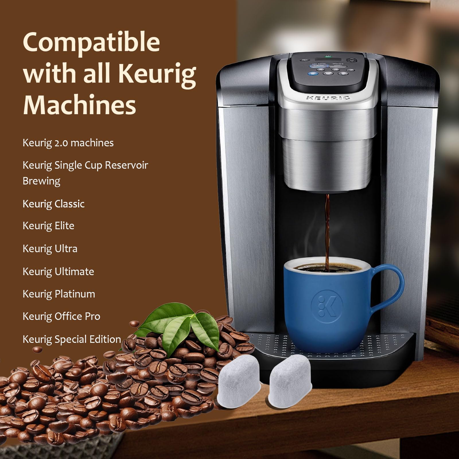 24 Pack Coffee Maker Filter Replacement for Keurig Coffee Machines – Activated Charcoal Water Filters to Improve Coffee Taste & Water Quality – Compatible with All Keurig Models