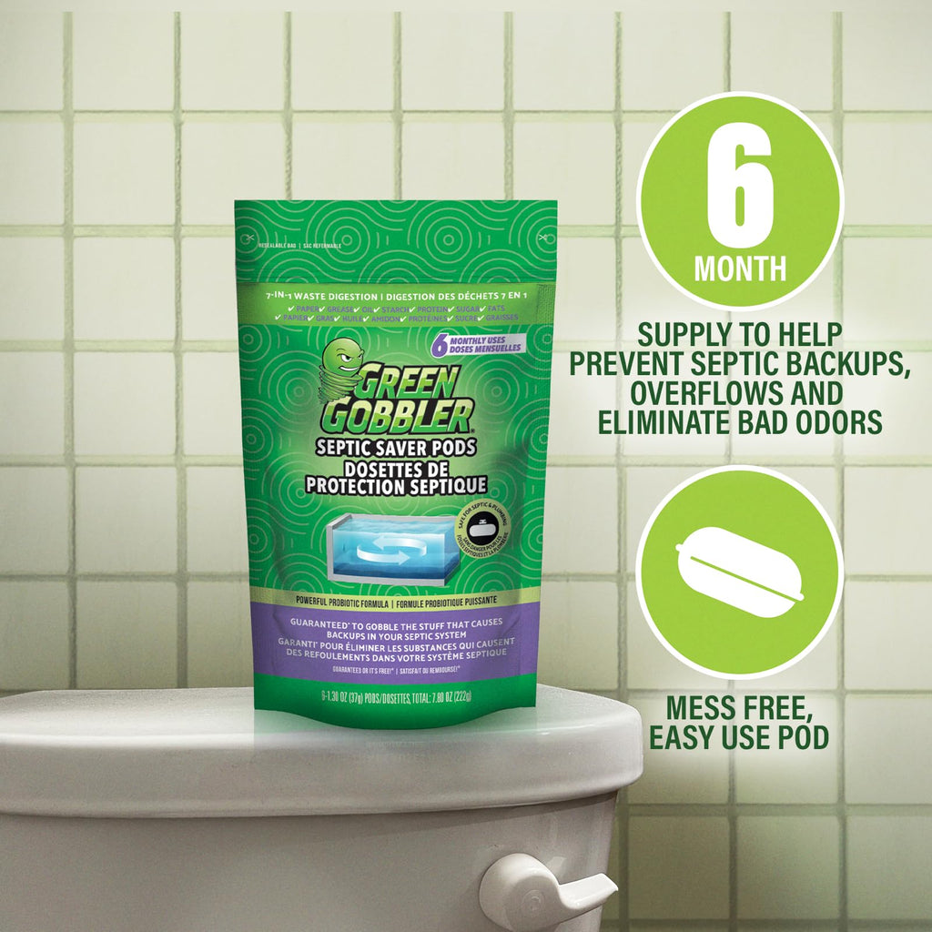 Green Gobbler Septic Saver | Septic Tank Treatment Packets | 2 Pack | 1 Year Septic Tank Supply