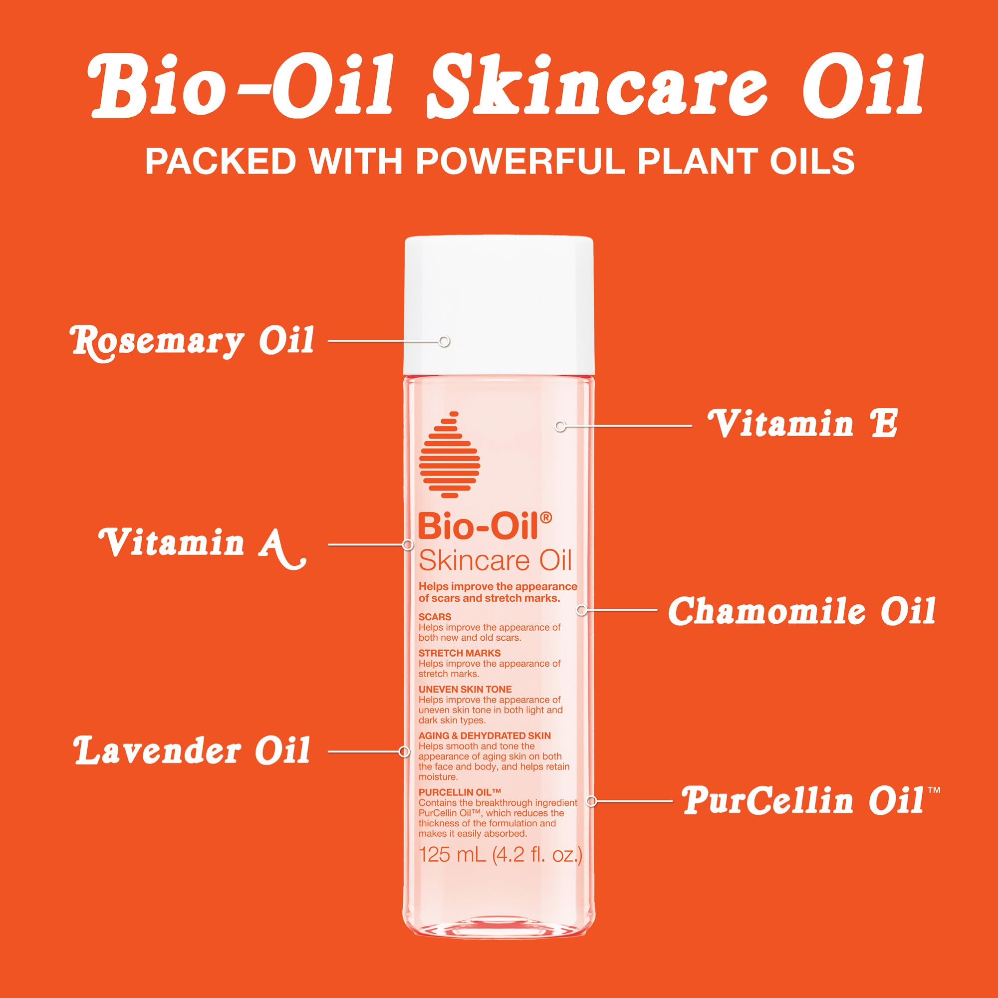 Bio-Oil Skincare Body Oil, Moisturizer for Scars and Stretchmarks, Hydrates Skin, Non-Greasy, Dermatologist Recommended, Non-Comedogenic, For All Skin Types, with Vitamin A, E, 4.2 Ounce (Pack of 1)