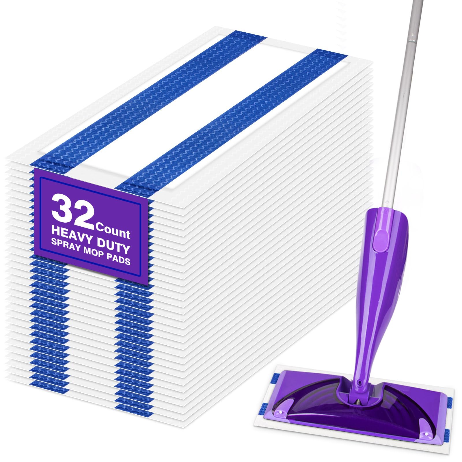 HOMEXCEL Multi-Layer Dry Floor Mop Pads Compatible with Swiffer WetJet-All Purpose Multi Surface Floor Cleaner Spray Mop Pads Refills for Hardwood Floor,32 Count