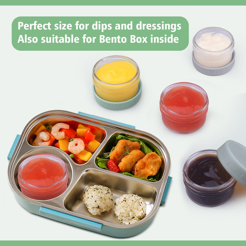 SunMine 6 Pack Salad Dressing Containers To Go 1.7oz Glass Dressing Containers with Lids Small Sauce Cups Mini Condiment Dip Jars for Lunch Box Work Trip