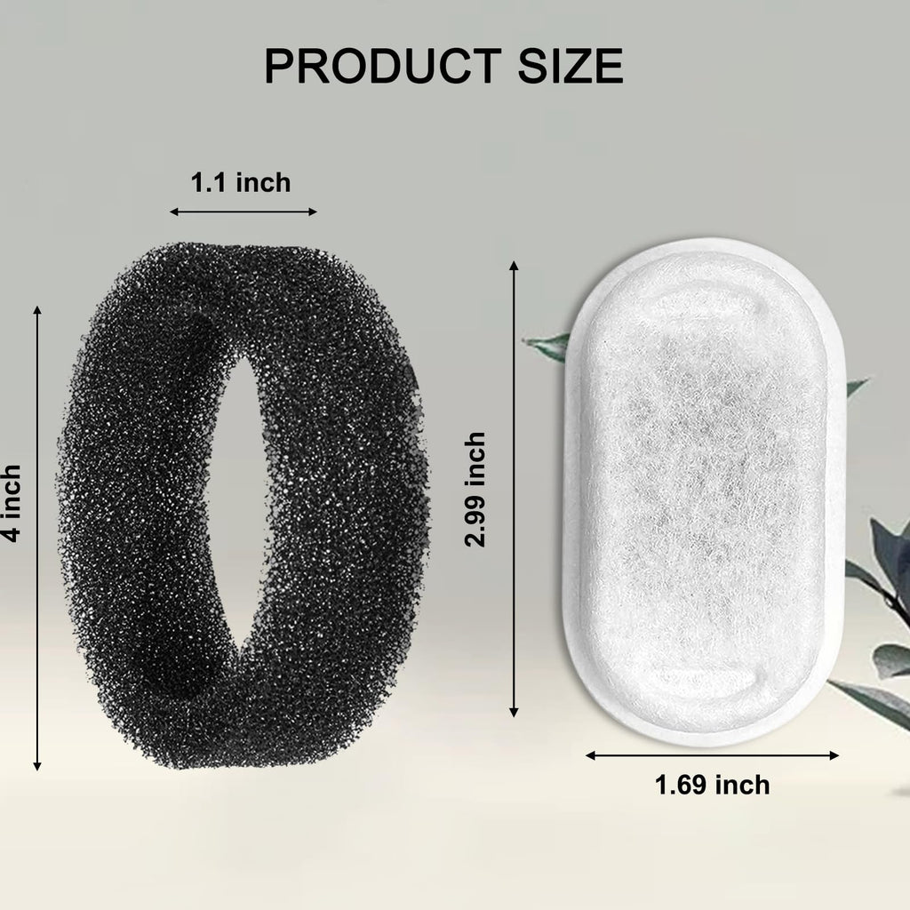 Cat Water Fountain Filters for 108/3.2L& 67oz/2L Stainless Steel Pet Water Dispenser Fountain Filters, Cat Fountain Filter Replacement (12 Filters&12 Sponges)
