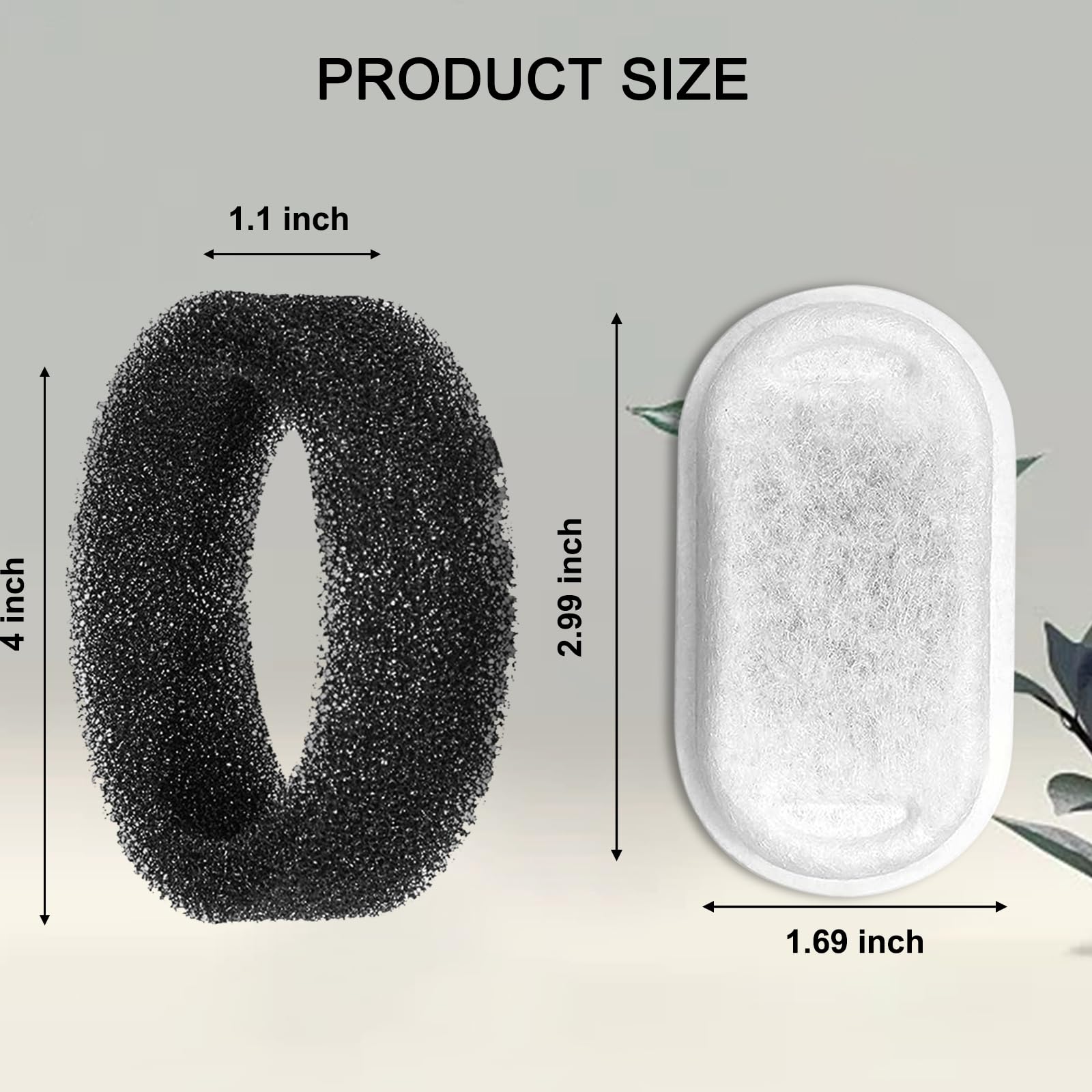 Cat Water Fountain Filters for 108/3.2L& 67oz/2L Stainless Steel Pet Water Dispenser Fountain Filters, Cat Fountain Filter Replacement (12 Filters&12 Sponges)