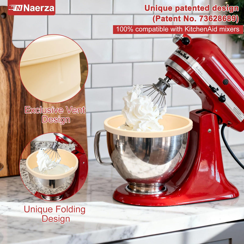 Naerza Silicone Bowl Liners Insert for Kitchen Aid Mixer 5 Qt, for KitchenAid Mixer Attachments and Accessories, Silicone Bowl Insert for Tilt-Head & Bowl-Lift Stand Mixers (Red+Beige+Pink)