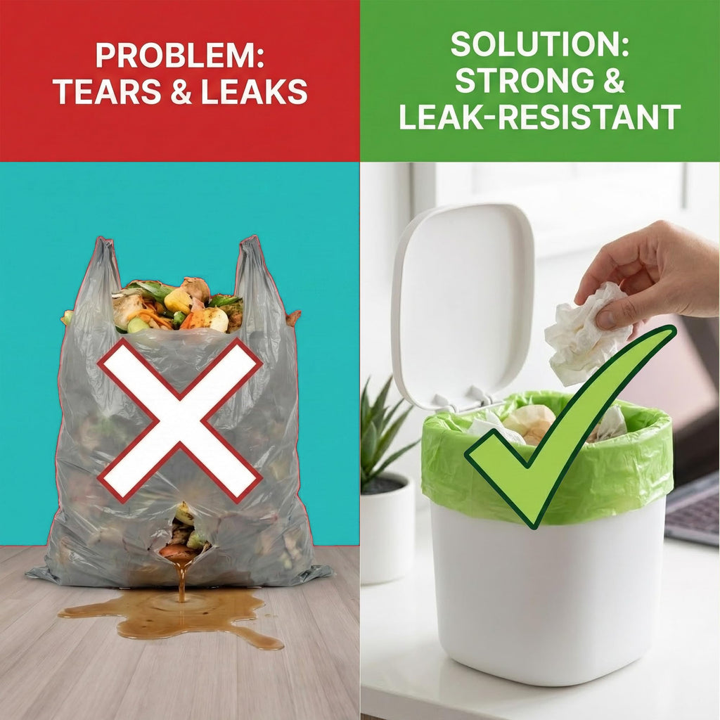 EarthGreen 100 Extra Strong Compost Bags 11L (3 Gallon) – Leak Resistant Food Waste Kitchen & Green Bin Liners Leak-Resistant Compost Bags for Countertop Bin & Small Green Bin Bags BPI certified