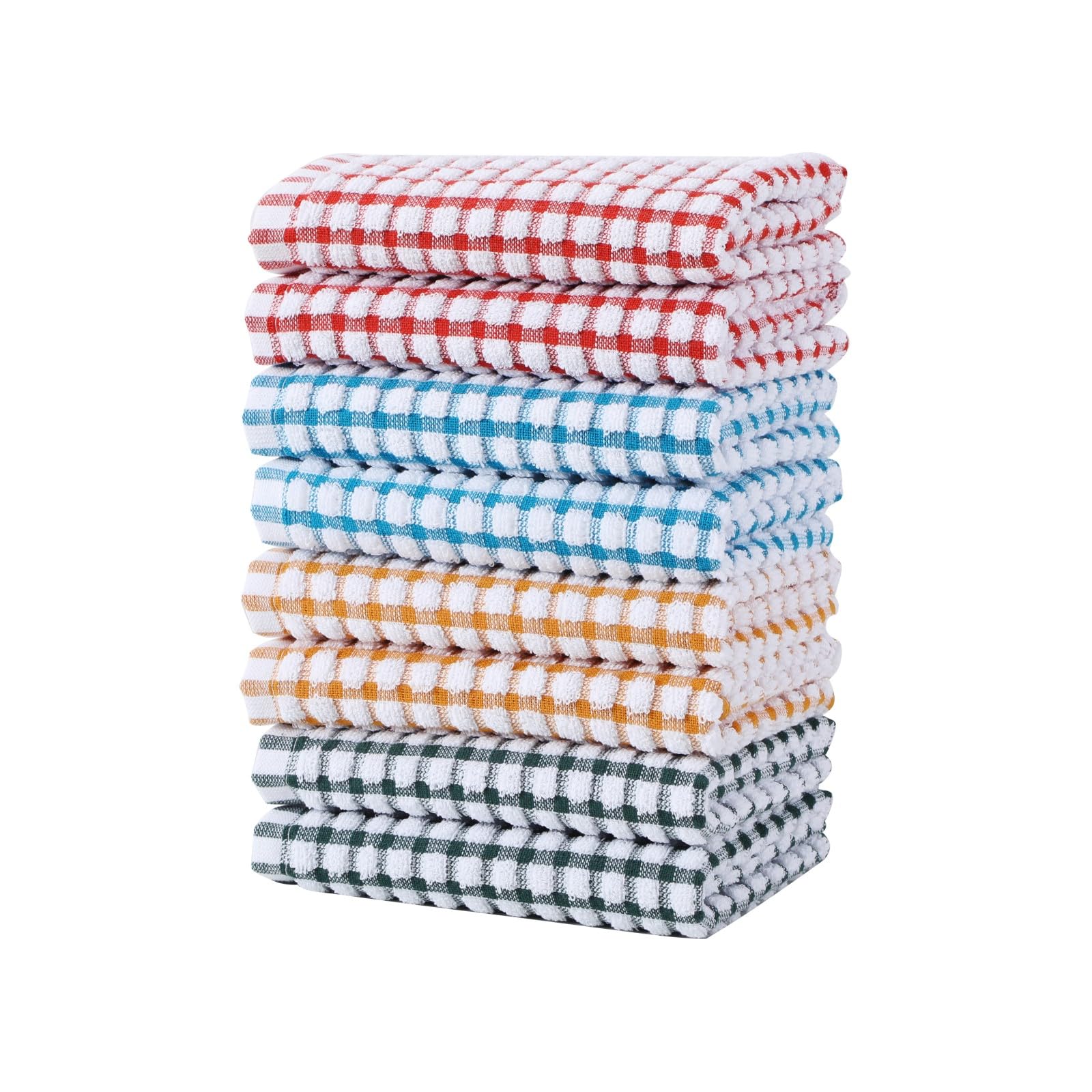 Oeleky Dish Towels for Kitchen, Cotton Kitchen Towels for Drying Dishes Pack of 8 (Multi B, 15X26 inches)