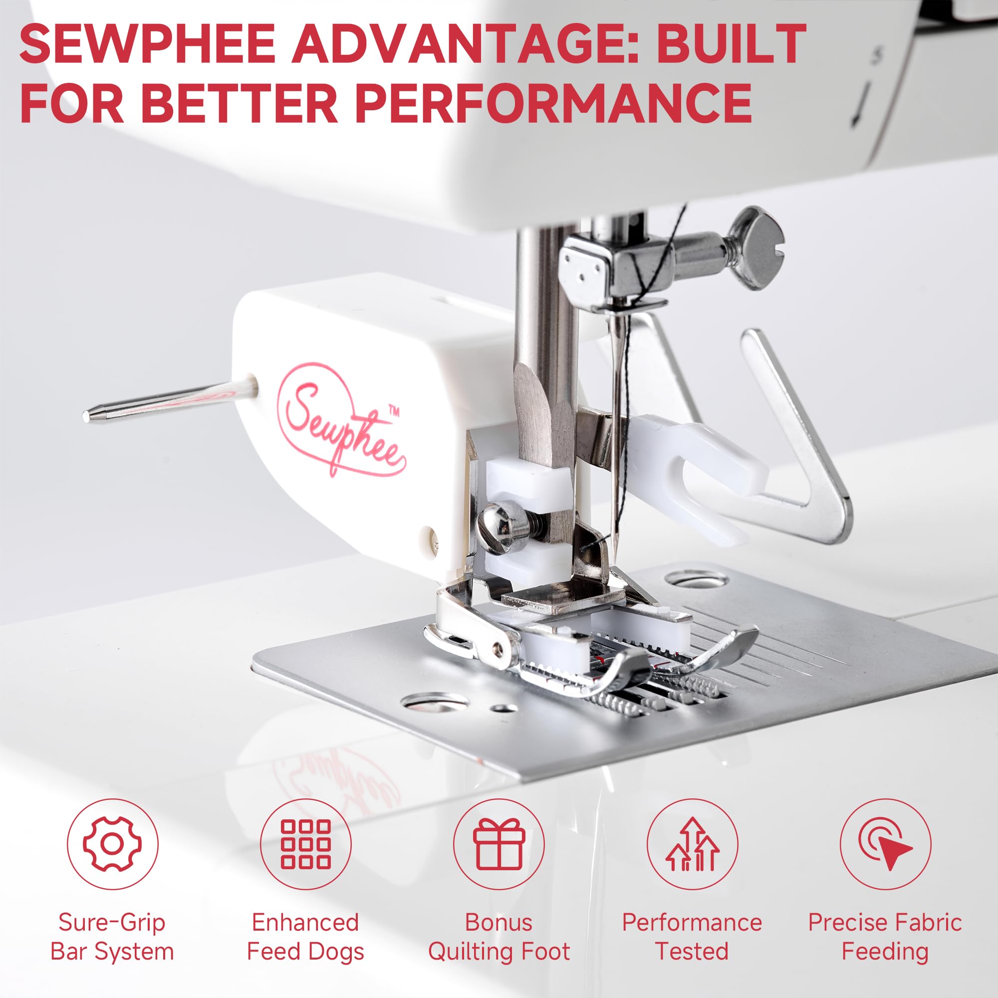Open Toe Walking Foot with Guide – Compatible with Brother Sewing Machine, 7mm Low Shank Attachment, Bonus 1/4 Inch Quilting Foot