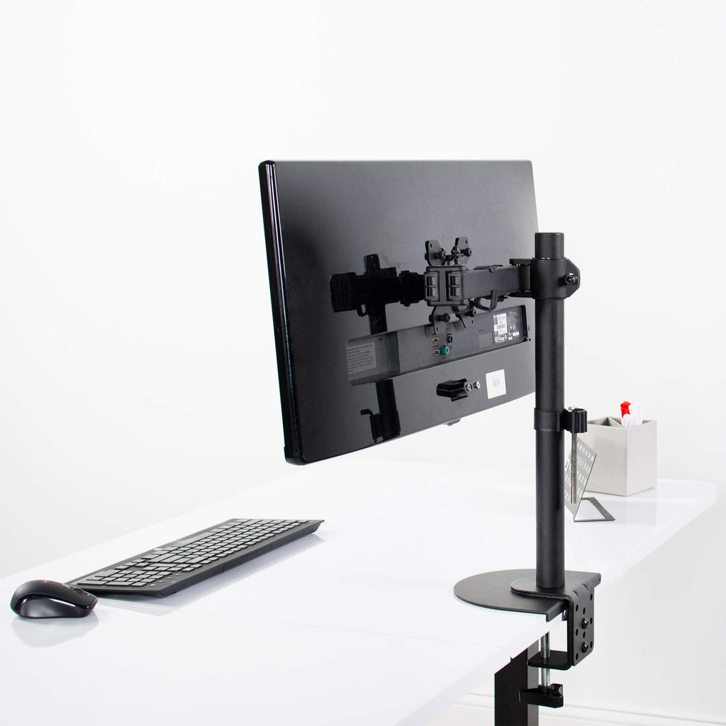 VIVO Black Steel Reinforcement Bracket Mount Plate for Thin, Glass, and Other Fragile Table Tops, Clamp Compatible with Most Monitor Stand C-Clamp Installations STAND-AC01R
