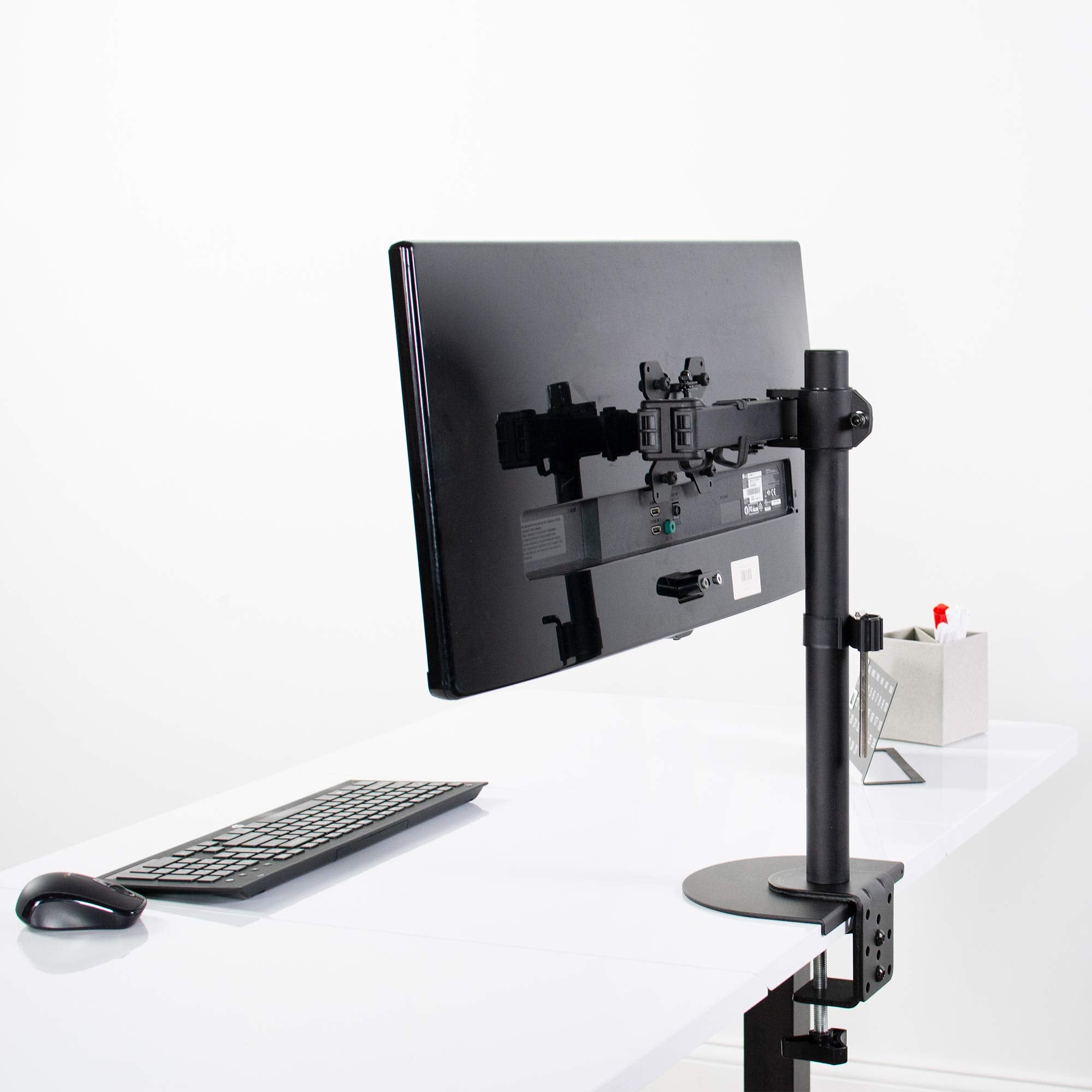 VIVO Black Steel Reinforcement Bracket Mount Plate for Thin, Glass, and Other Fragile Table Tops, Clamp Compatible with Most Monitor Stand C-Clamp Installations STAND-AC01R