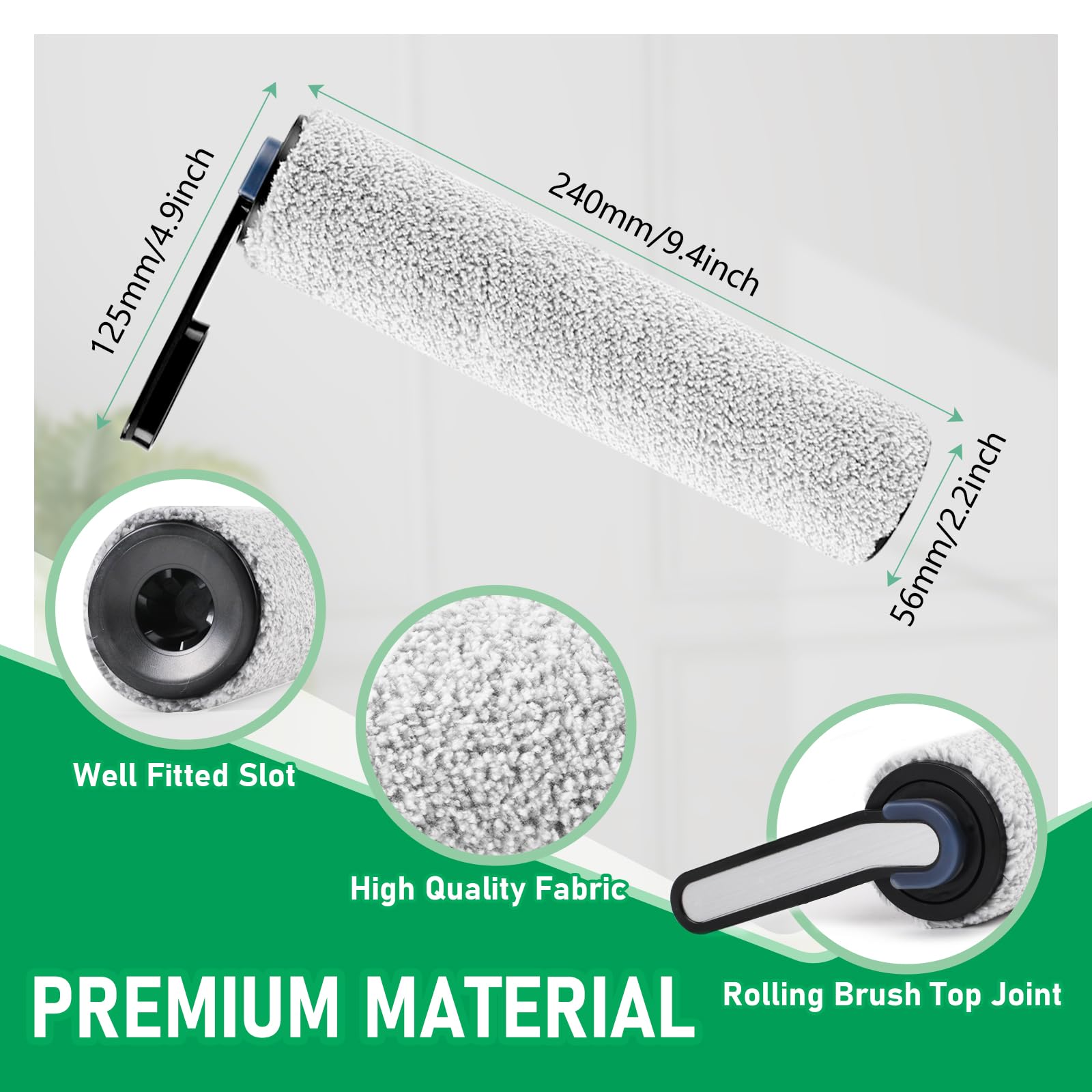 Klypticfit Roller Brush Replacement and HEPA Filter Kit Compatible with Tineco Floor ONE S5,Floor One S5 Pro Cordless Wet Dry Vacuum Replacement Parts,3 Roller Brush,3 Filters,1 Cleaner Brush