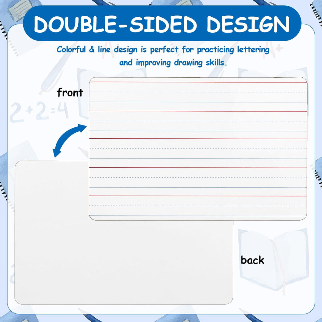 18 Pack Dry Erase Lapboards with Lines 6 x 9 inch Double Sided White Boards with 18 Black Markers 6 Erasers Small White Dry Erase Boards for Learners Teacher Office Supplies Home Group Activities