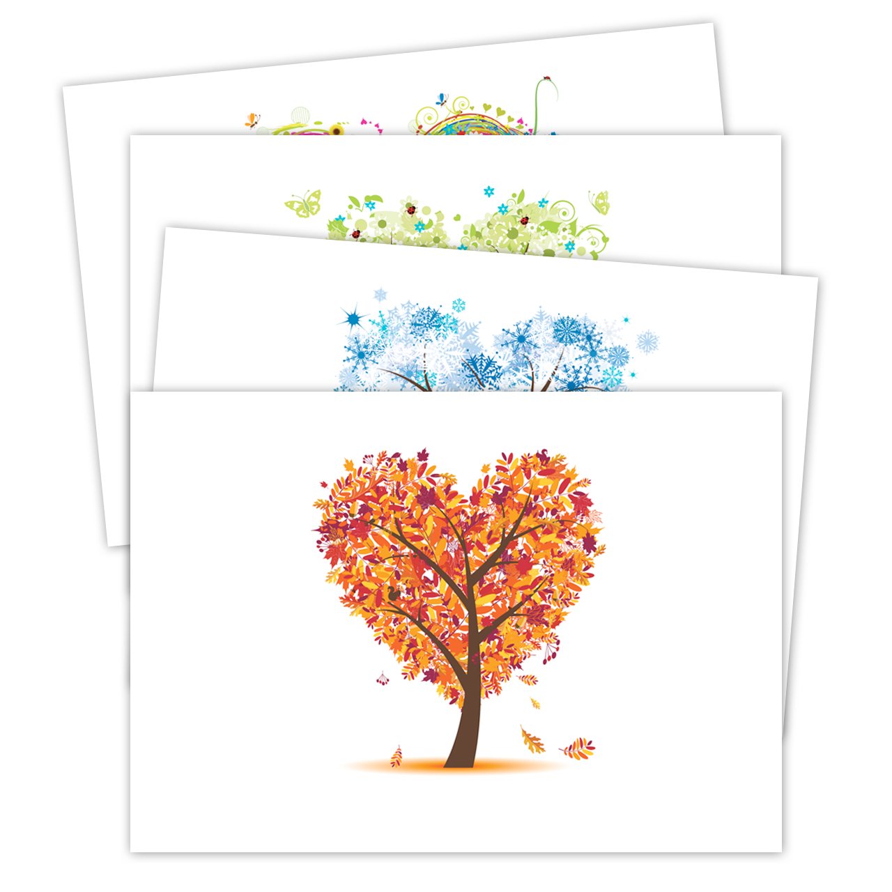 Seasons of Life Note Card Assortment Pack - Set of 24 cards - 4 designs blank inside - with white envelopes (54043)