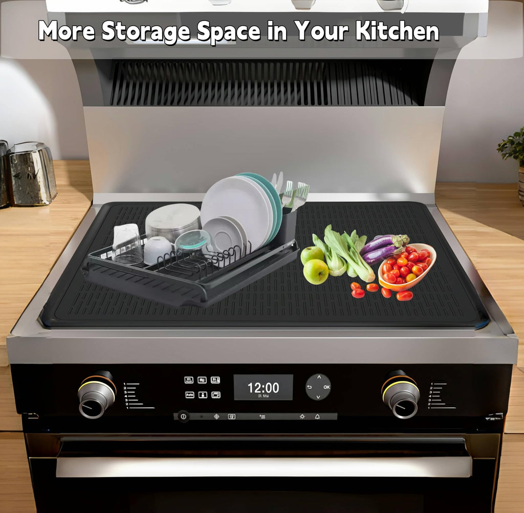 Silicone Stove Top Covers for Electric Stove, Stove Mat for Glass Cooktop, Heat-Resistant Cover Protector, Electric Cooktop Mat with Anti-Slip Backing, Ideal Kitchen Accessory (Black)