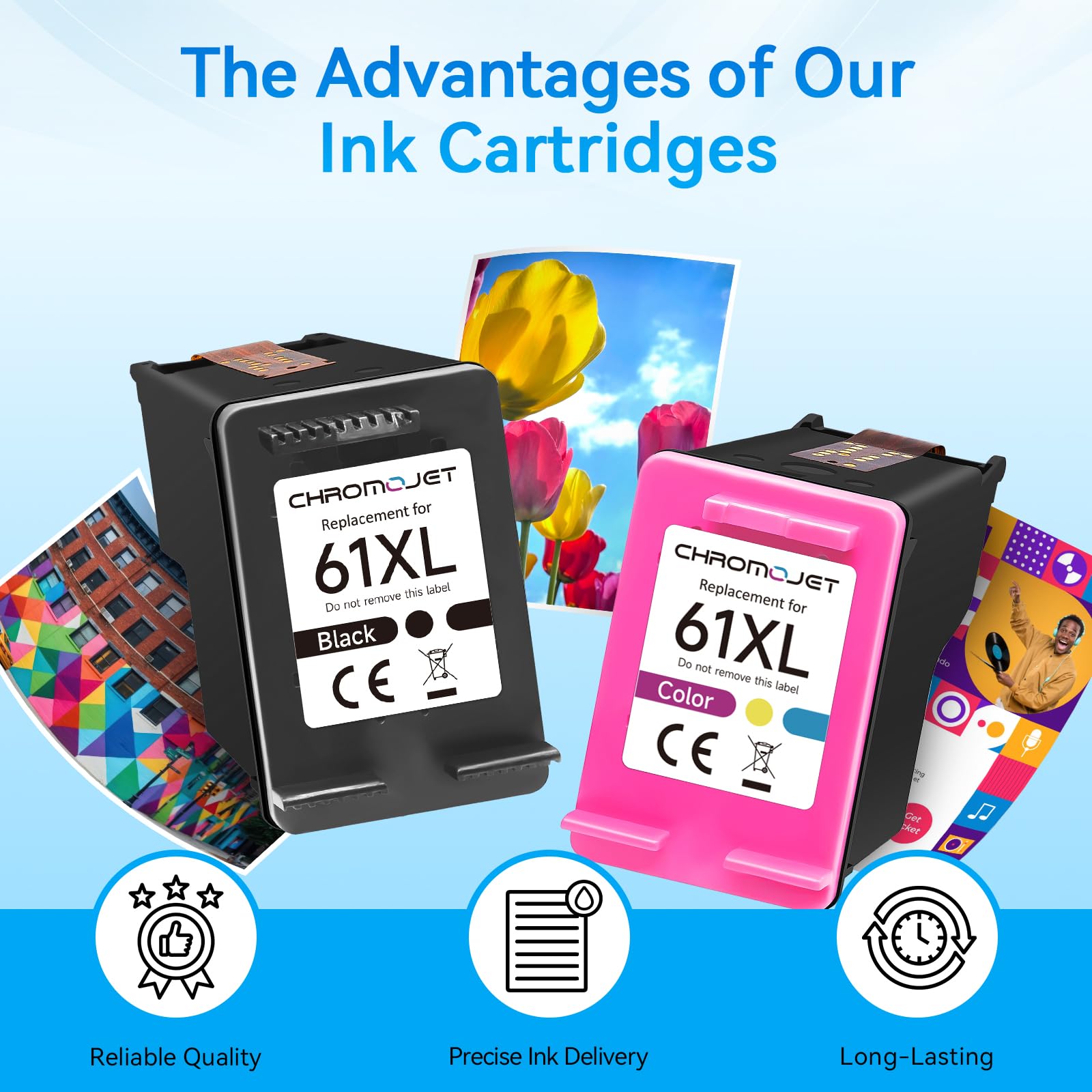 61XL Ink Cartridge Black Colour Compatible for HP 61 Ink Cartridge Compatible for HP Envy 4500 Ink fit for Envy 4500 5530 5534 5535 DeskJet 1000 1010 2540 2541 3050 OfficeJet 4630 4635 2620 Printer