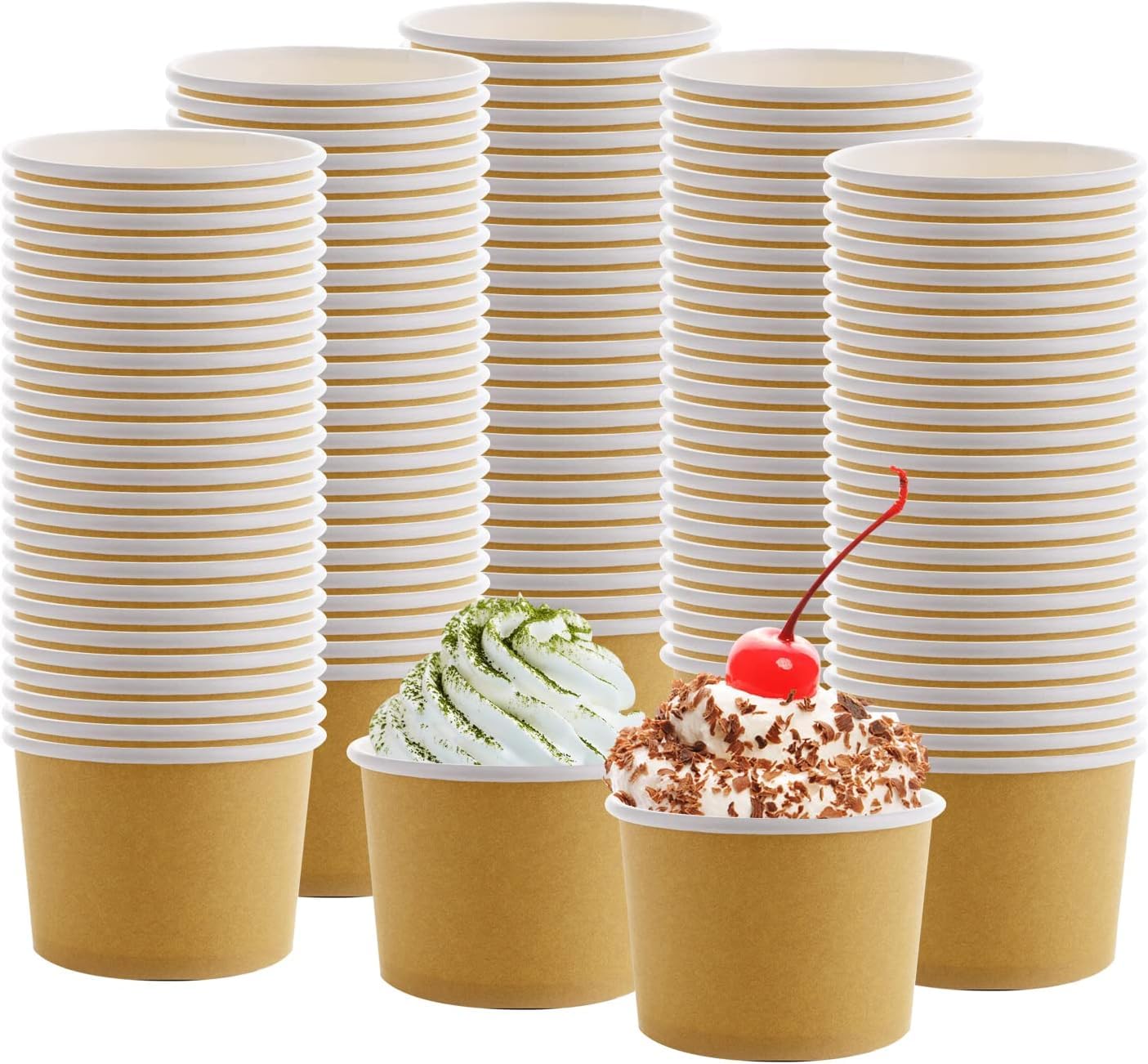 QYCX 100 Pcs Paper Cups for Ice Cream, Coffee, Soup - Disposable Hot/Cold Tableware Snack Bowl Drinking Sundae Cup Food Container Takeout for Espresso