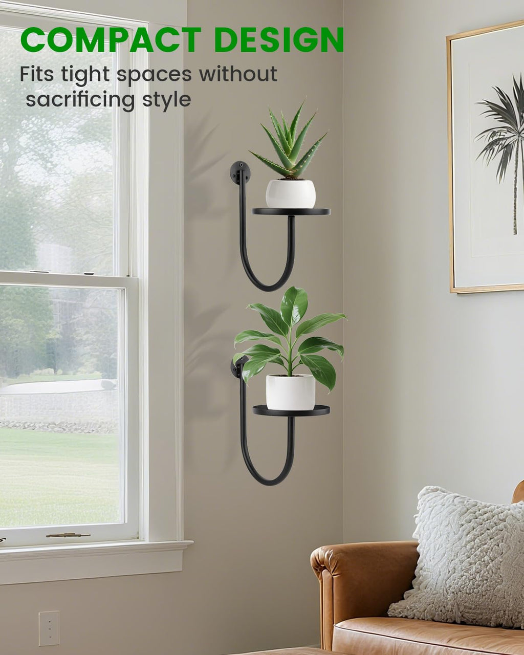 Wall Planters for Indoor Plants, Mounted Holder Shelf 3 Pack, Metal Plant Wall Hanger, Decorative Plant Shelf for Indoor Wall Decor
