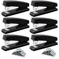 6 Pieces Desktop Staplers with 3000 Staples 24/6 Staples Heavy Duty Office Stapler 2-20 Sheet Capacity Desk Staplers for Student and Office Use (Black)