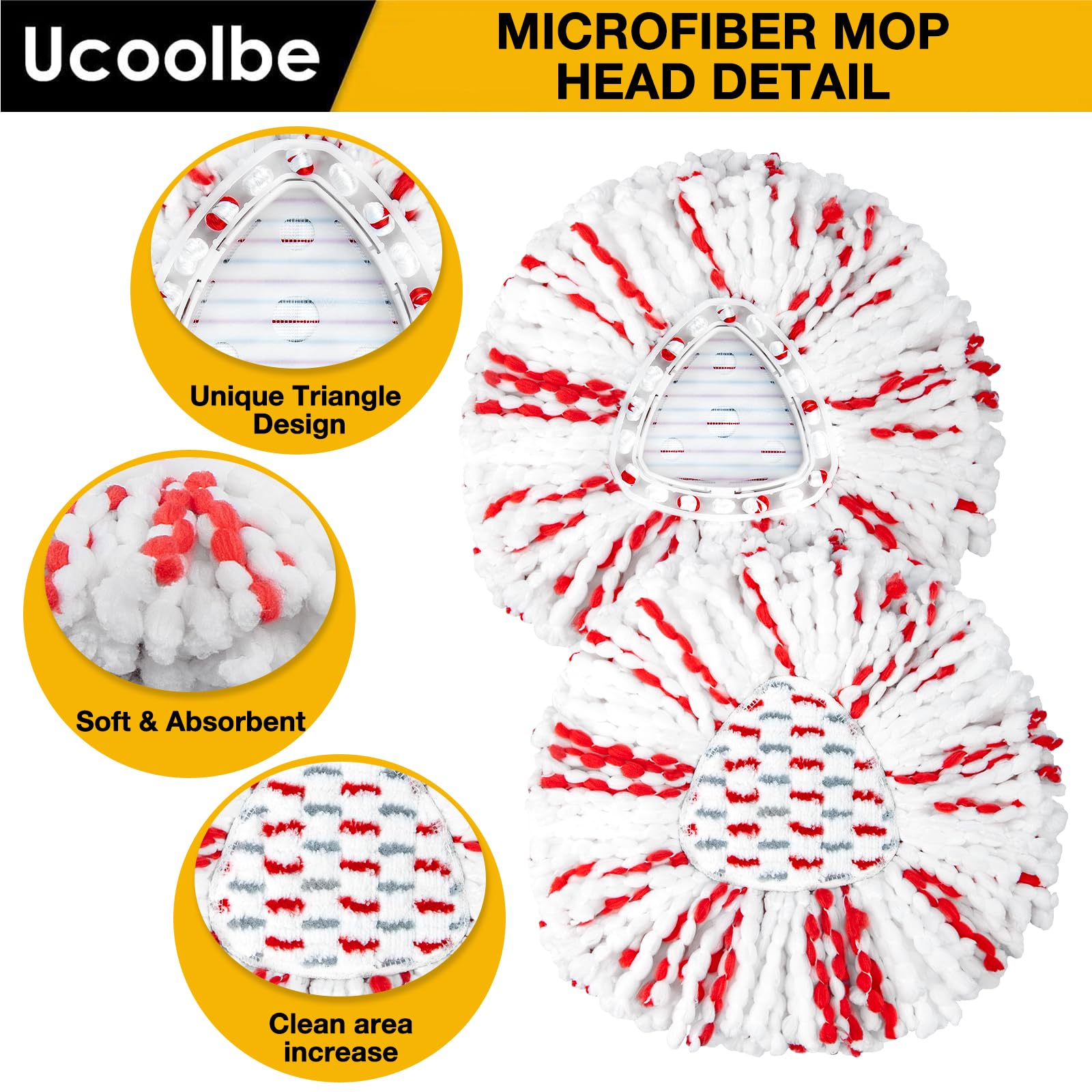 Upgraded mop Refill for Vileda, 3 Pack Spin mop Heads Replacements Compatible with Vileda EasyWring Spin Mop Bucket System, 40% More Cleaning Power, Microfiber and Machine Washable