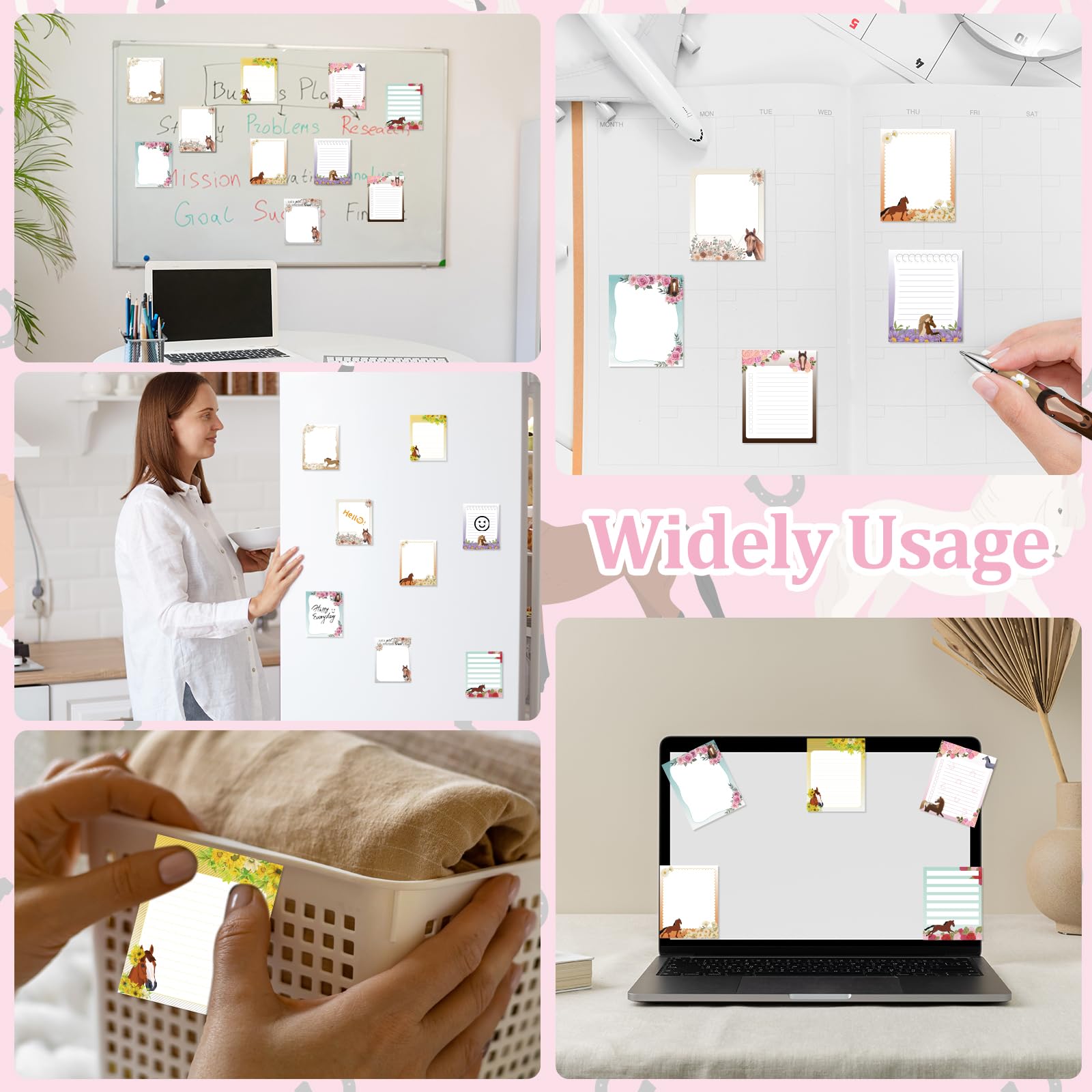 LIUBUJINGYING 24 PCS Horse Sticky Notes with Pen Cute Memo Notes Black Ink Ballpoint Pens Horse Lover Animal Lover Gifts,Teacher Appreciation Gifts Back to School Pens Small Bussiness Supplies