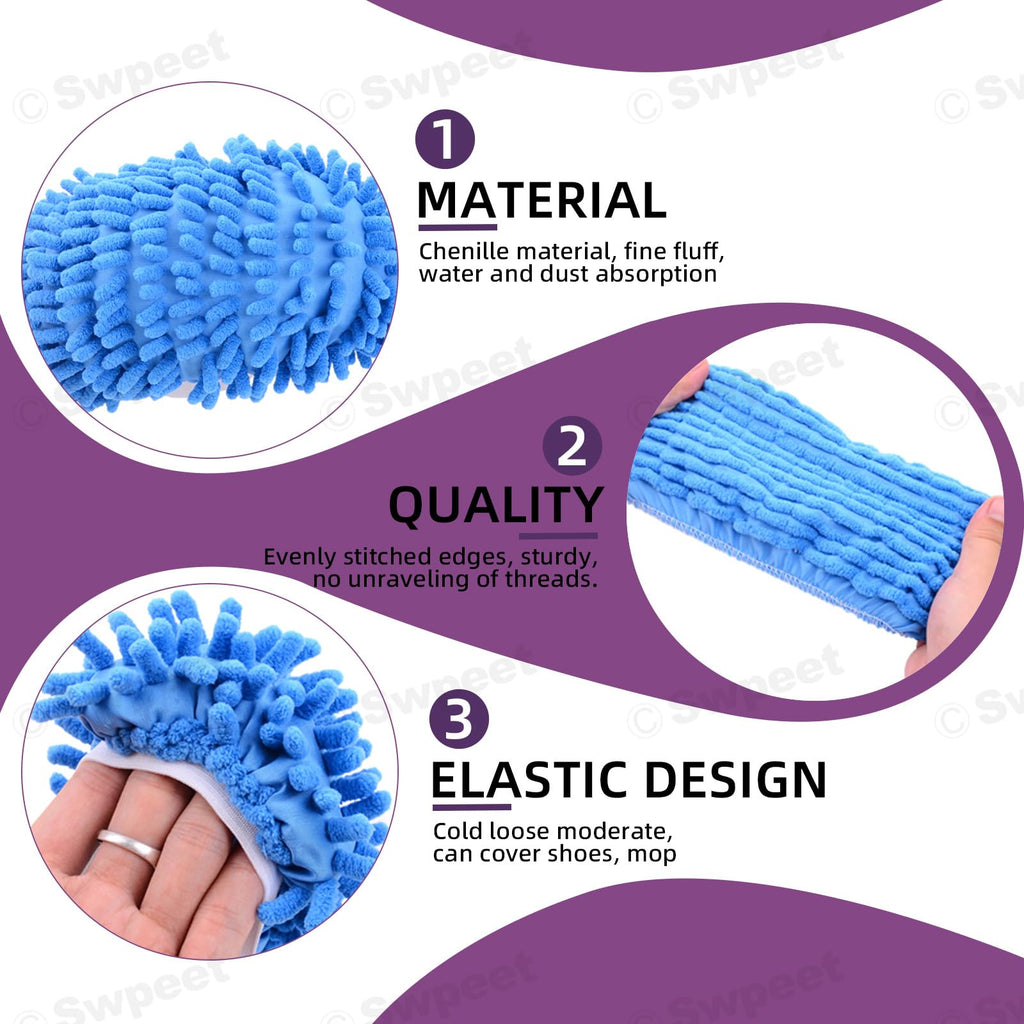 Swpeet 10Pcs/5 Pairs Mop Slippers Shoes, 5 Colors 8'' Multi Function Washable Reusable Dust Duster Soft Microfiber Cleaning House Mop Slippers Floor Cleaning Tool Shoes Cover for House Kitchen Office