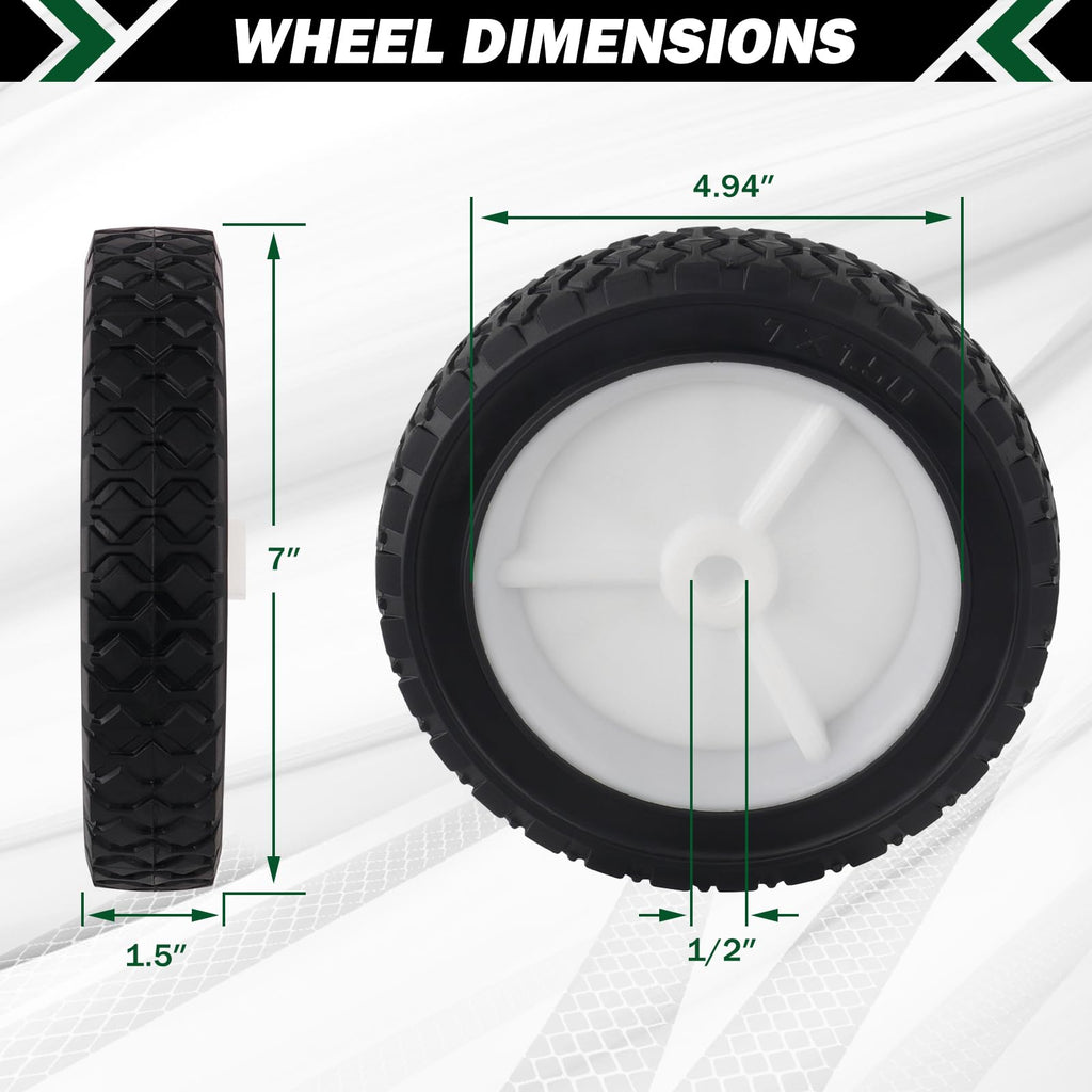 CheeMuii 7 Inch Lawn Mower Wheels 2 Pcs 7" Universal Wheels Replace for Oregon 72-106 Compatible with Craftsman/AYP/MTD Push Lawnmower, BBQ Grill, Hand Truck, etc