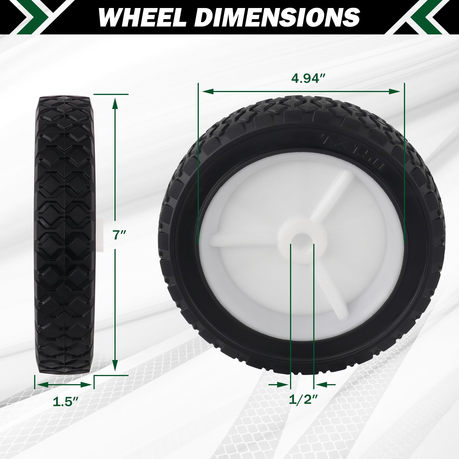 CheeMuii 7 Inch Lawn Mower Wheels 2 Pcs 7" Universal Wheels Replace for Oregon 72-106 Compatible with Craftsman/AYP/MTD Push Lawnmower, BBQ Grill, Hand Truck, etc