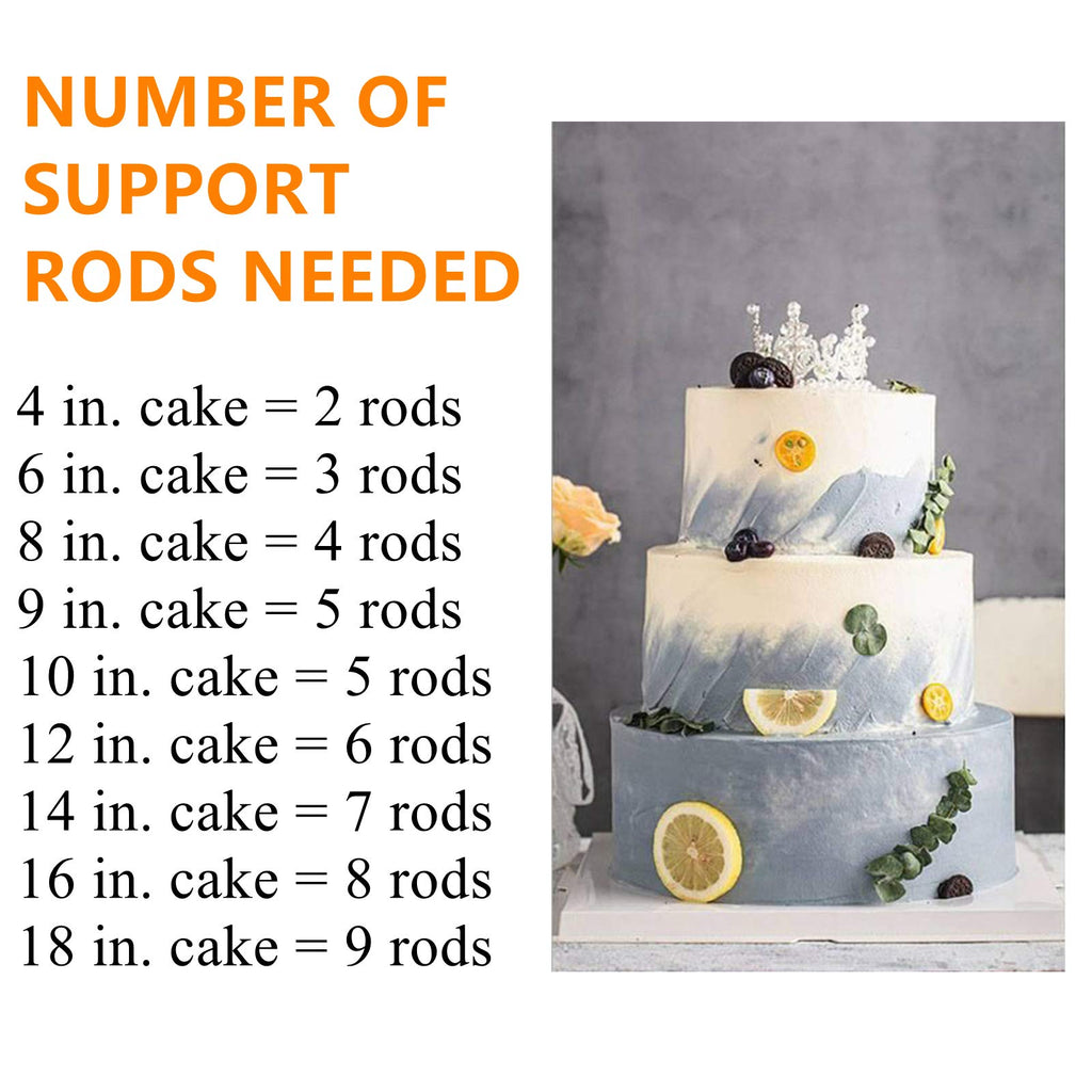 Yopay 100 Pack Plastic White Cake Dowel Rods, Tiered Cake Construction Rods, Cake Stacking Supporting Rods, 0.4 Inch Diameter, 9.5 Inch Length