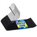 Spring Fever Open Ended Non Slip Sponge Padded Pants Hangers - Chrome Plating Foam Heavy Duty Space Saving Black 10