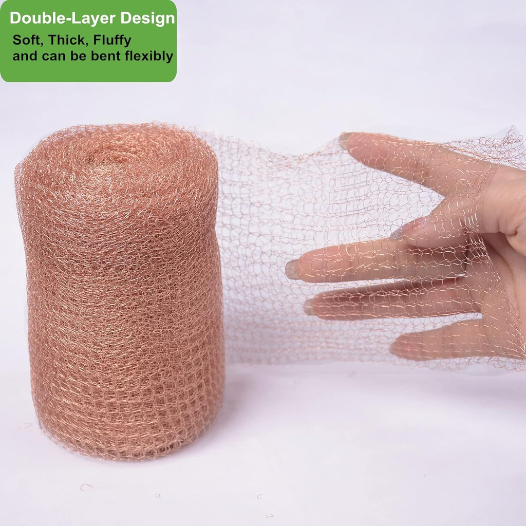 5” x 32 ft,100% Pure Copper Mesh for Distilling, Knitted Copper Mesh Roll, Double Layer Fabric Wool Hole Filler Used for Garden and House