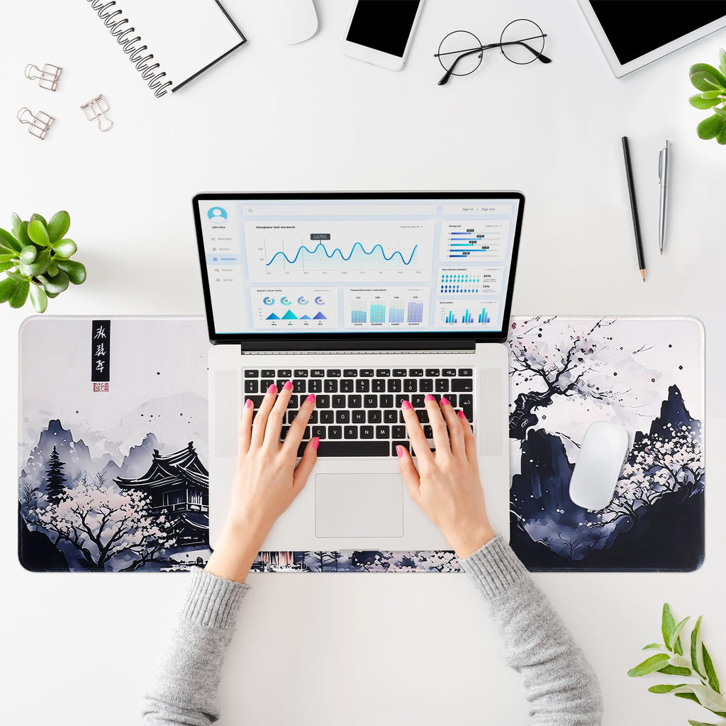 Yimomoyi Non Slip Mouse Pad, 90 x 40cm Mouse Mat Extended, Gaming Mousepad Waterproof, Mouse Mat with Rubber Base, Mouse Pad Laptop for Office and Home (Plum Mouse Pad)