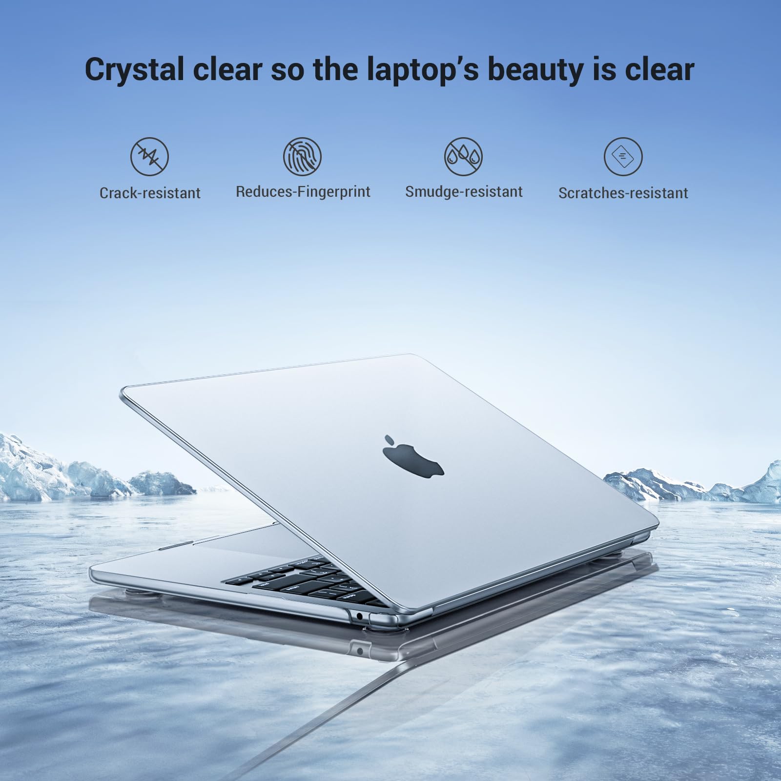 MOSISO Compatible with MacBook Air 15 inch Case M5 2026 M4 2025 M3 M2 2024 2023 A3448 A3241 A3114 A2941, Hard Shell&Keyboard Cover&Screen Film&Type C, Great for Study, Travel, Work,Crystal Clear