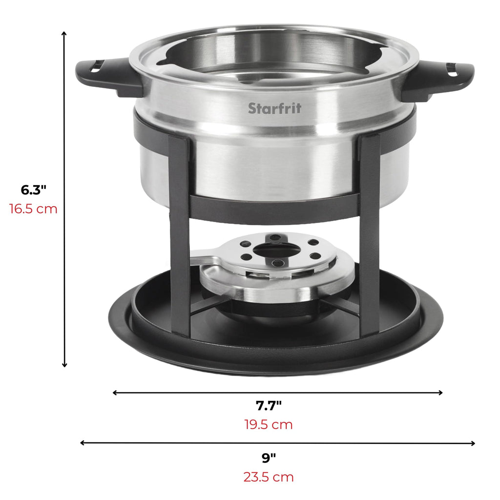 Starfrit Fondue Set - 3-in-1 Meat, Cheese, Chocolate - 12-Piece - Adjustable Safety Burner - 1.6 L Capacity