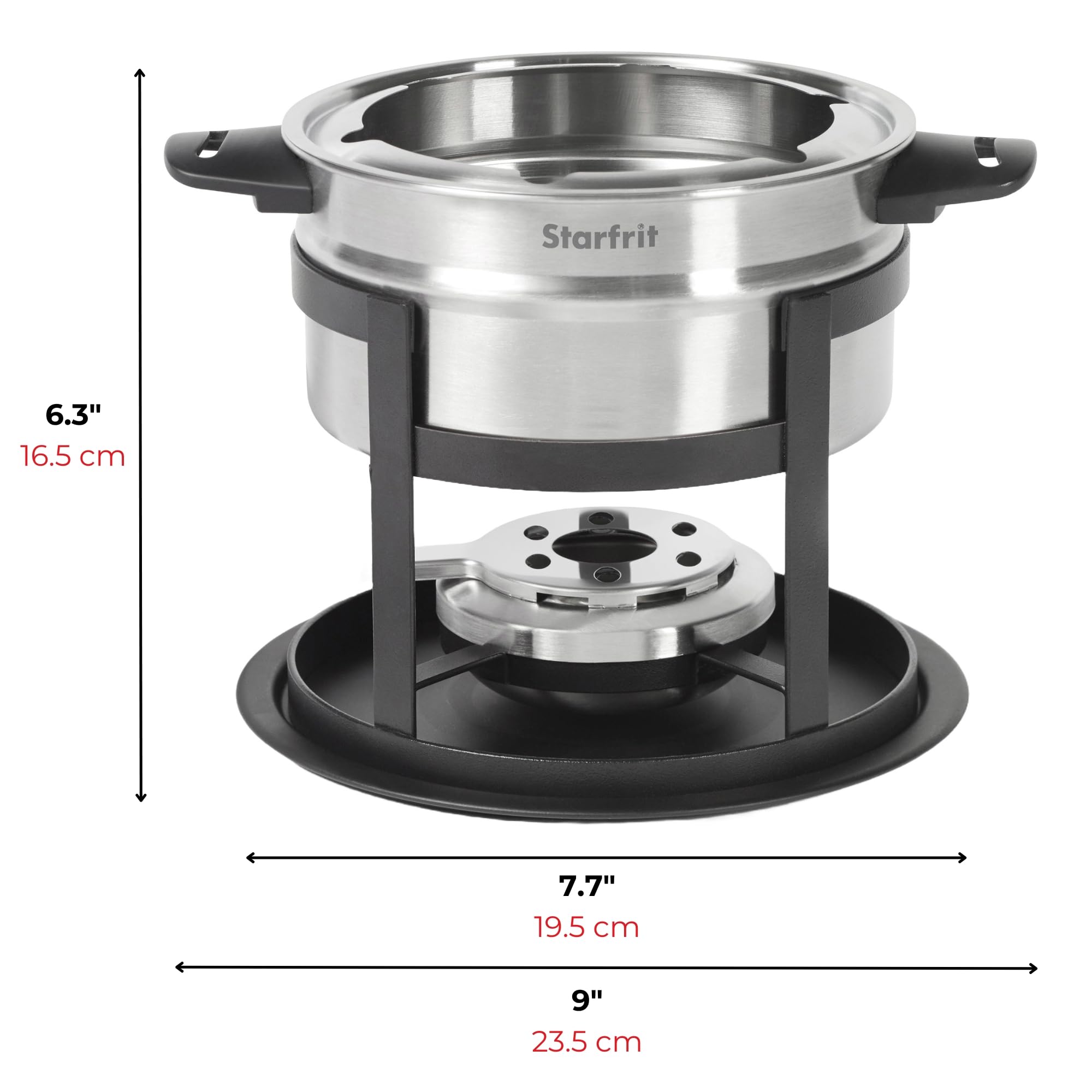 Starfrit Fondue Set - 3-in-1 Meat, Cheese, Chocolate - 12-Piece - Adjustable Safety Burner - 1.6 L Capacity