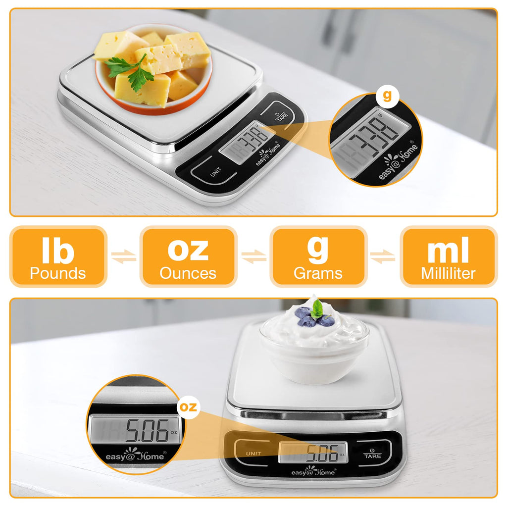Easy@Home Digital Kitchen Food Scale, Multifunction Food Scale with High Precision to 0.04oz and 11 lbs Capacity, EKS-202