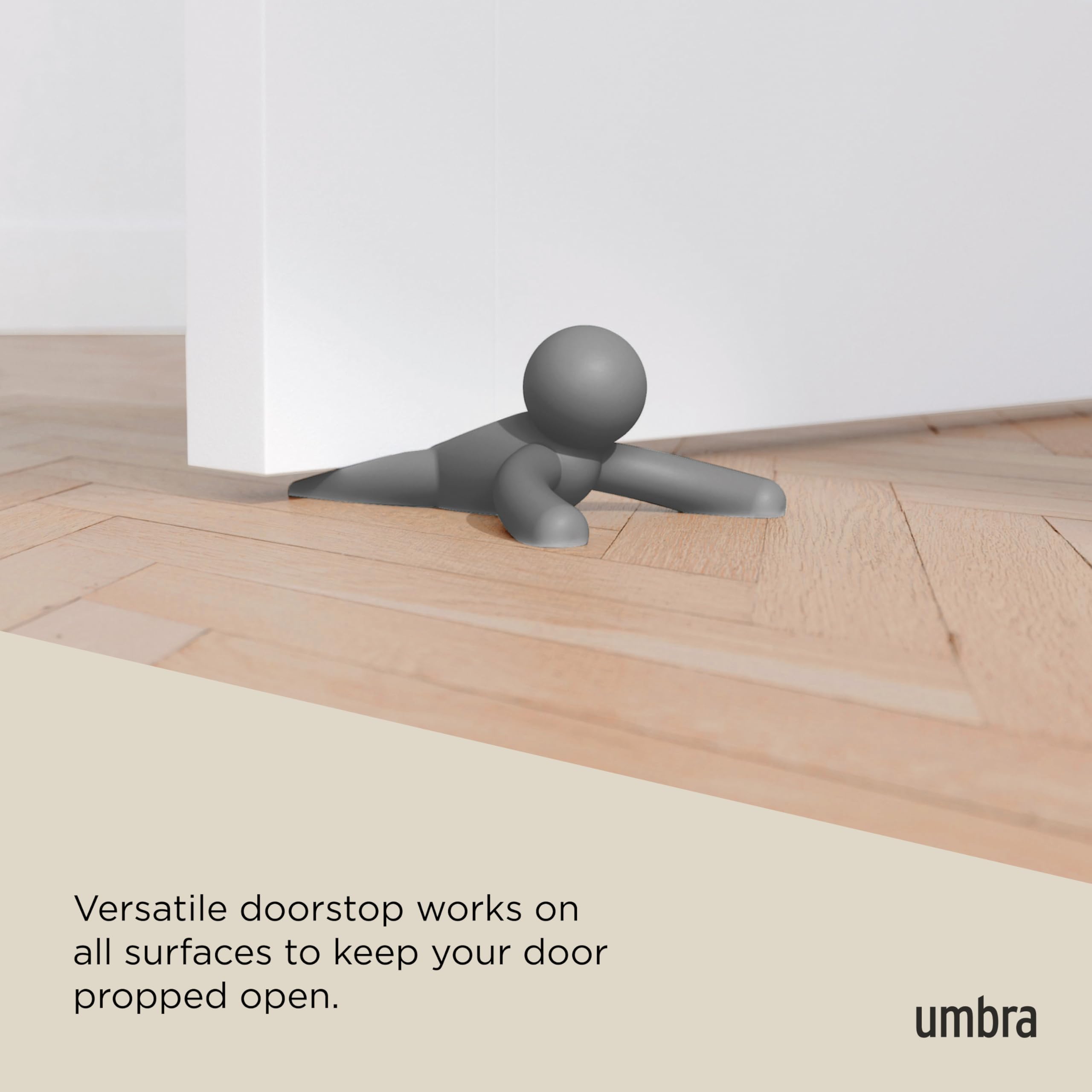 Umbra Buddy Door Stop, Heavy-Duty and Flexible, Soft-Touch Finish, Protects Your Floors, Grey, 2-Pack